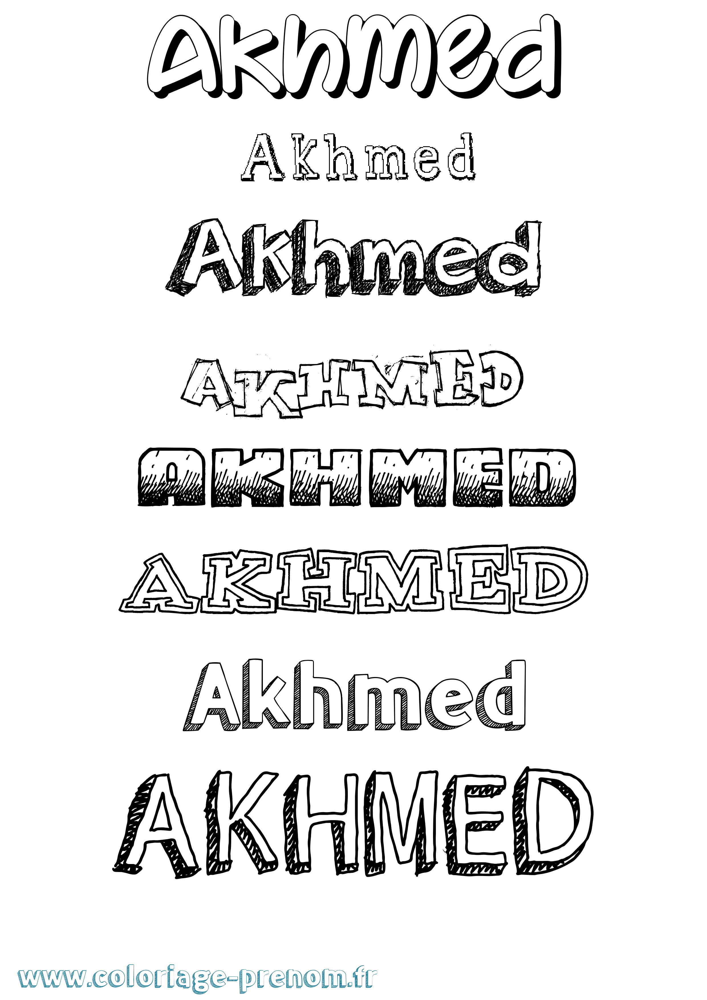 Coloriage prénom Akhmed Dessiné