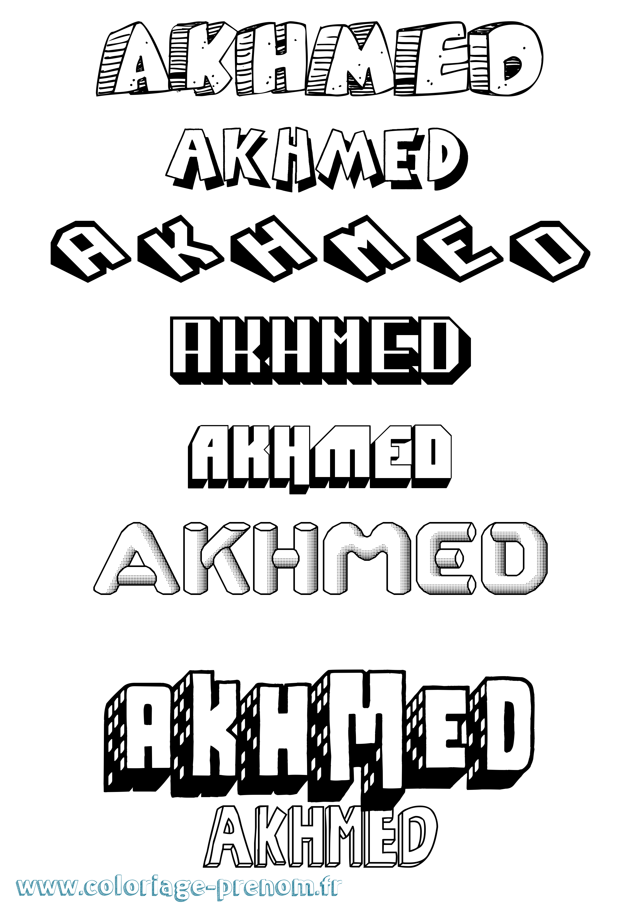 Coloriage prénom Akhmed Effet 3D