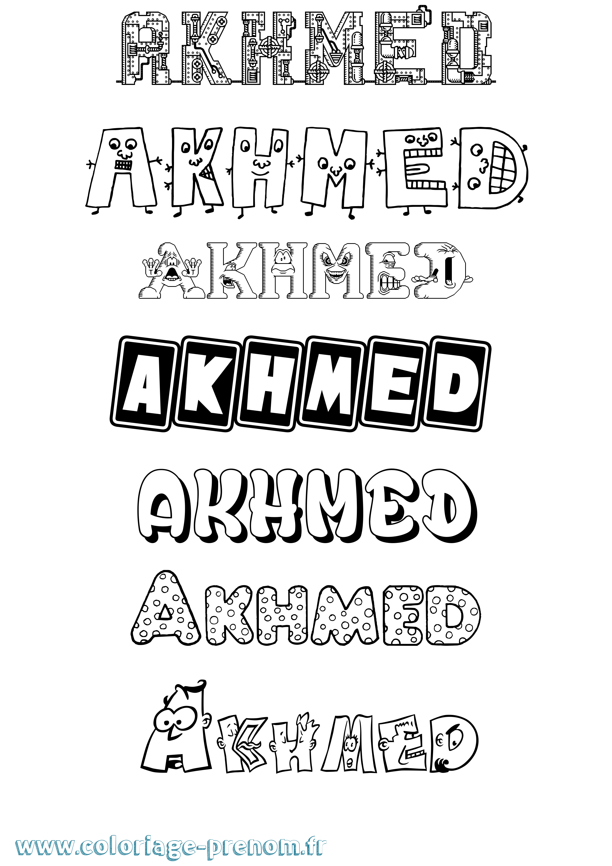 Coloriage prénom Akhmed Fun