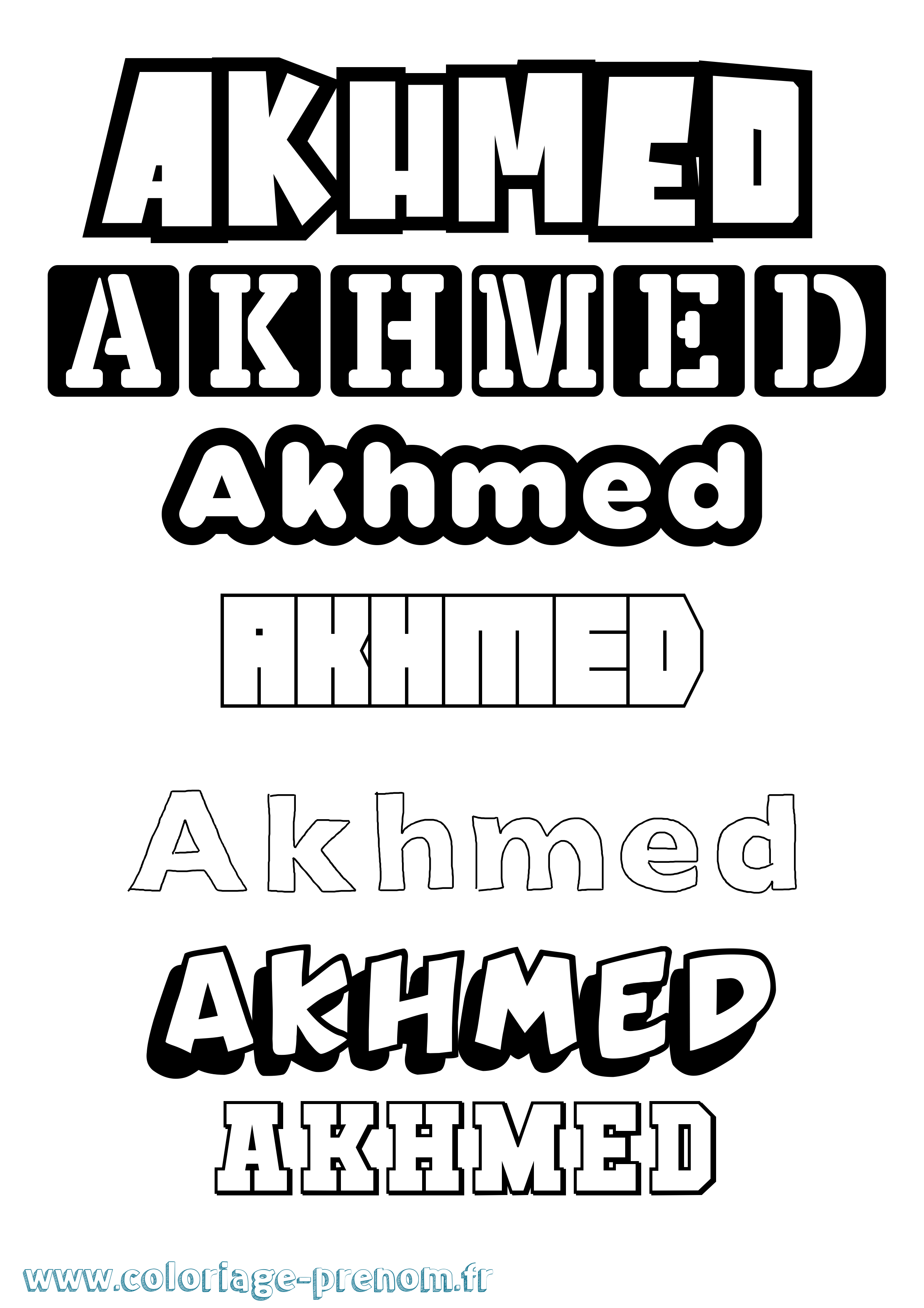 Coloriage prénom Akhmed Simple