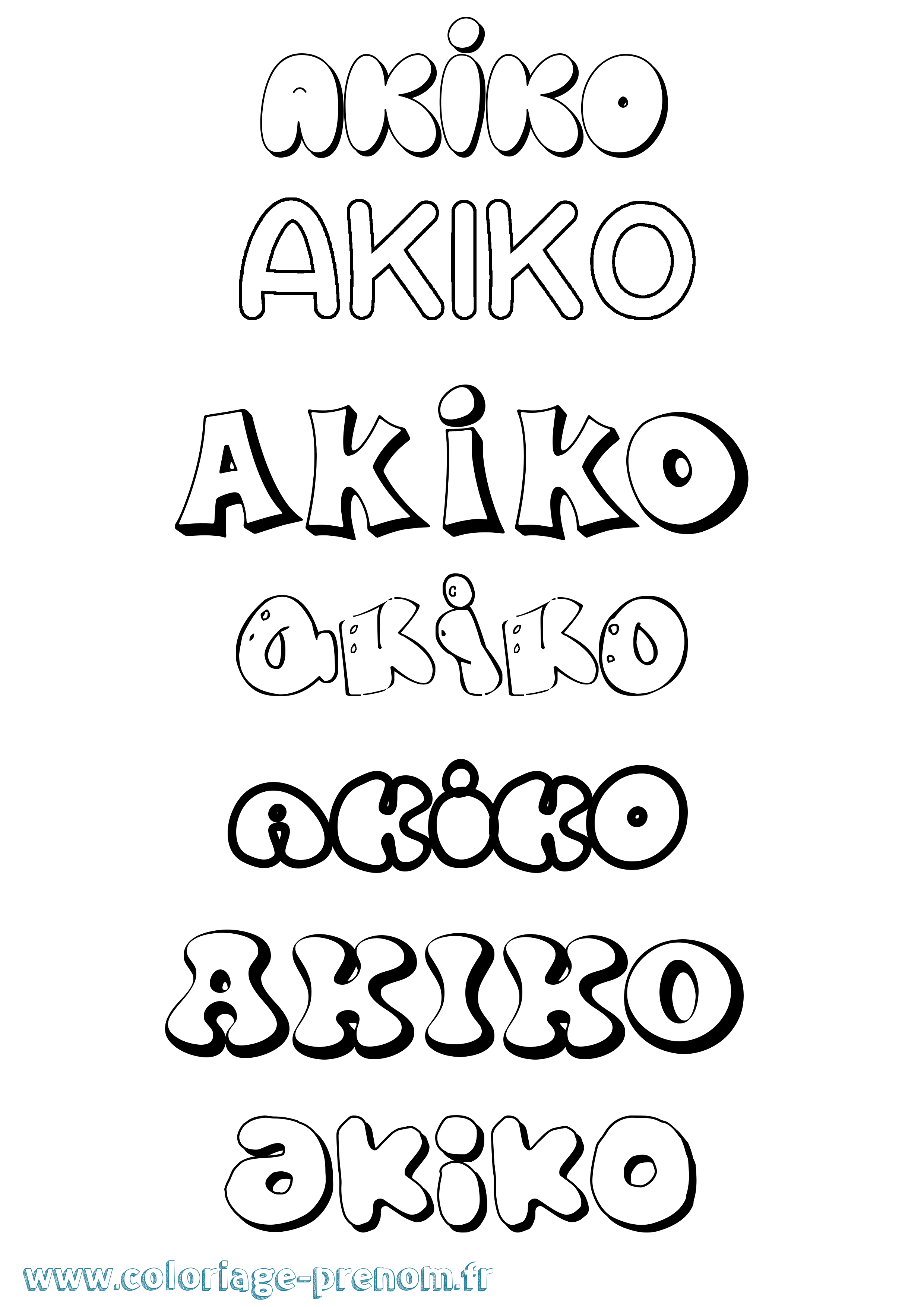 Coloriage prénom Akiko Bubble