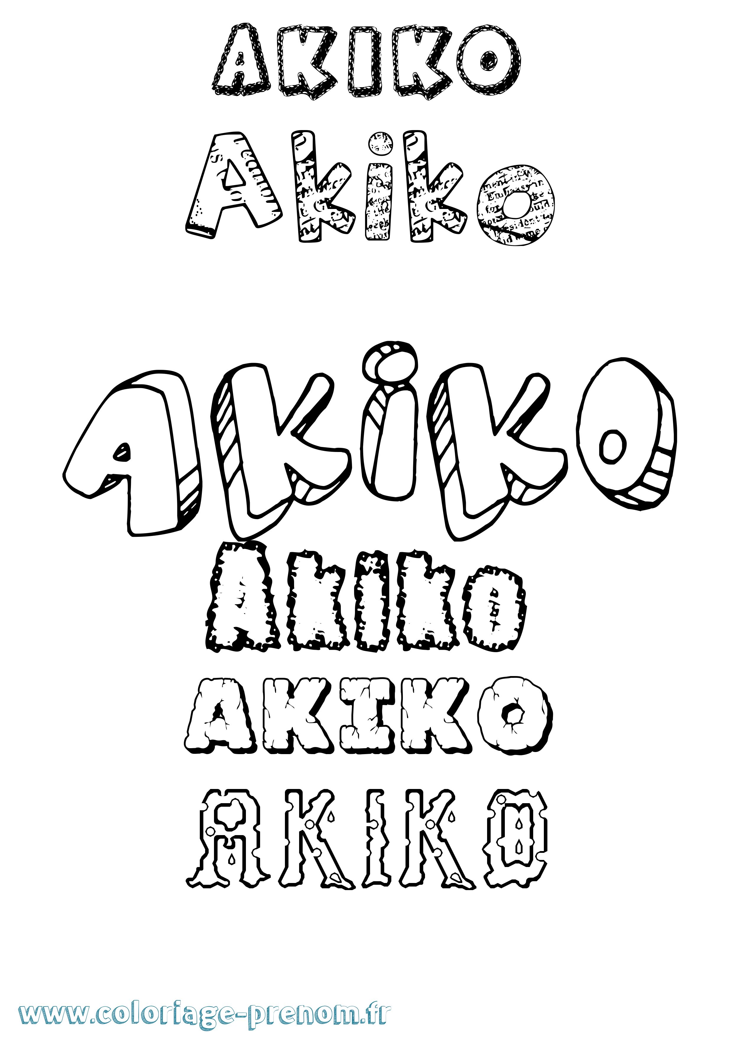 Coloriage prénom Akiko Destructuré