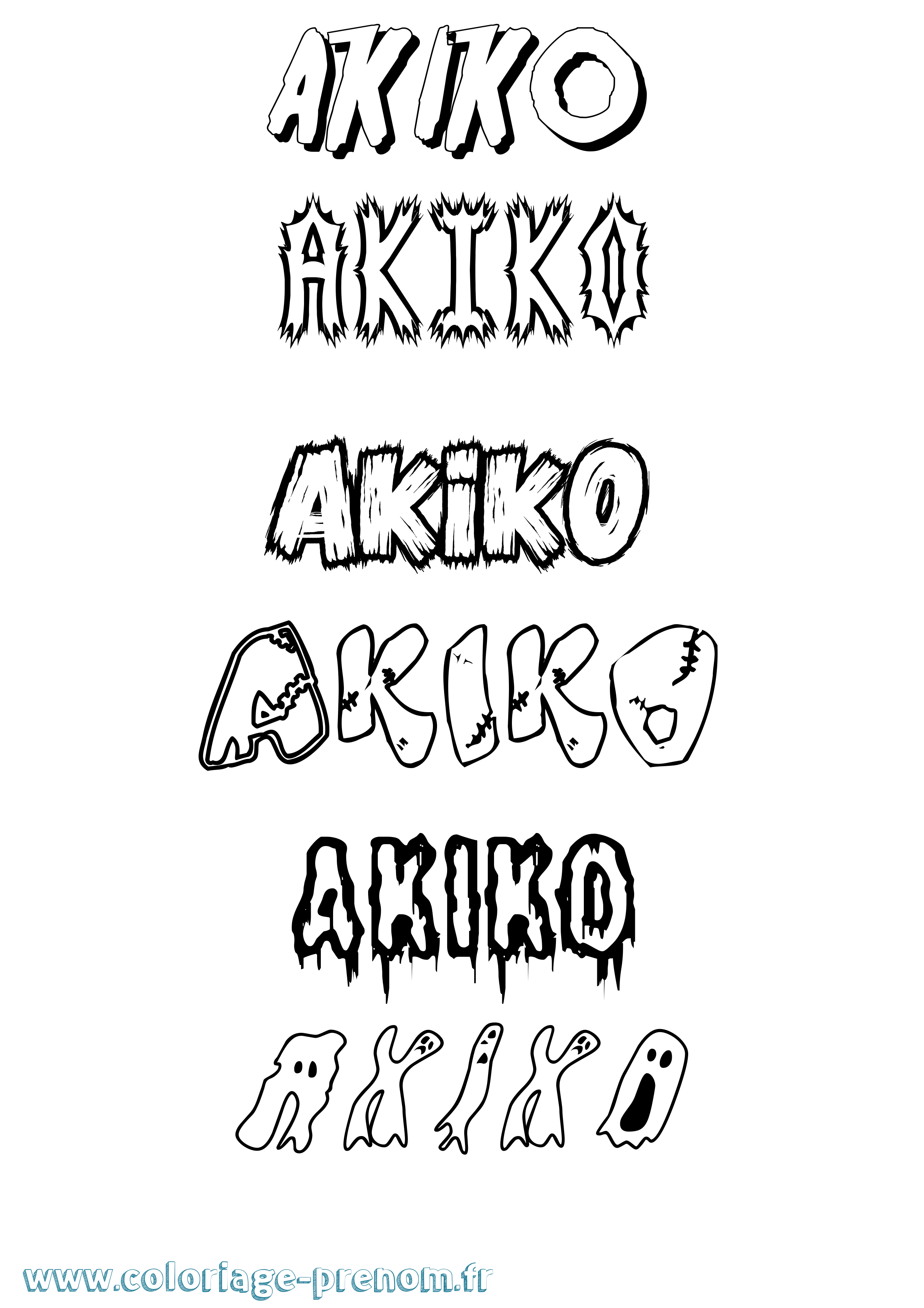 Coloriage prénom Akiko Frisson