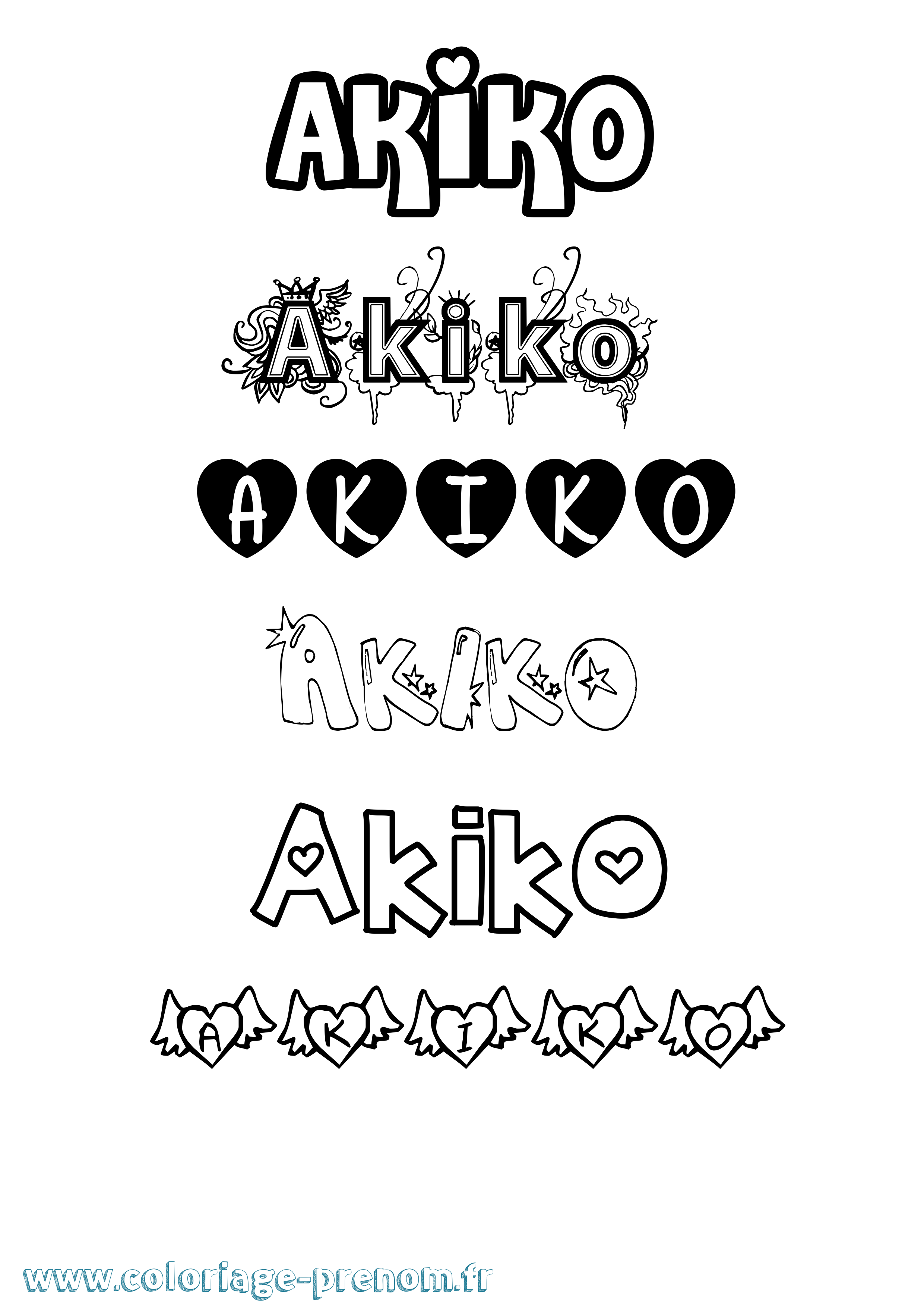 Coloriage prénom Akiko Girly