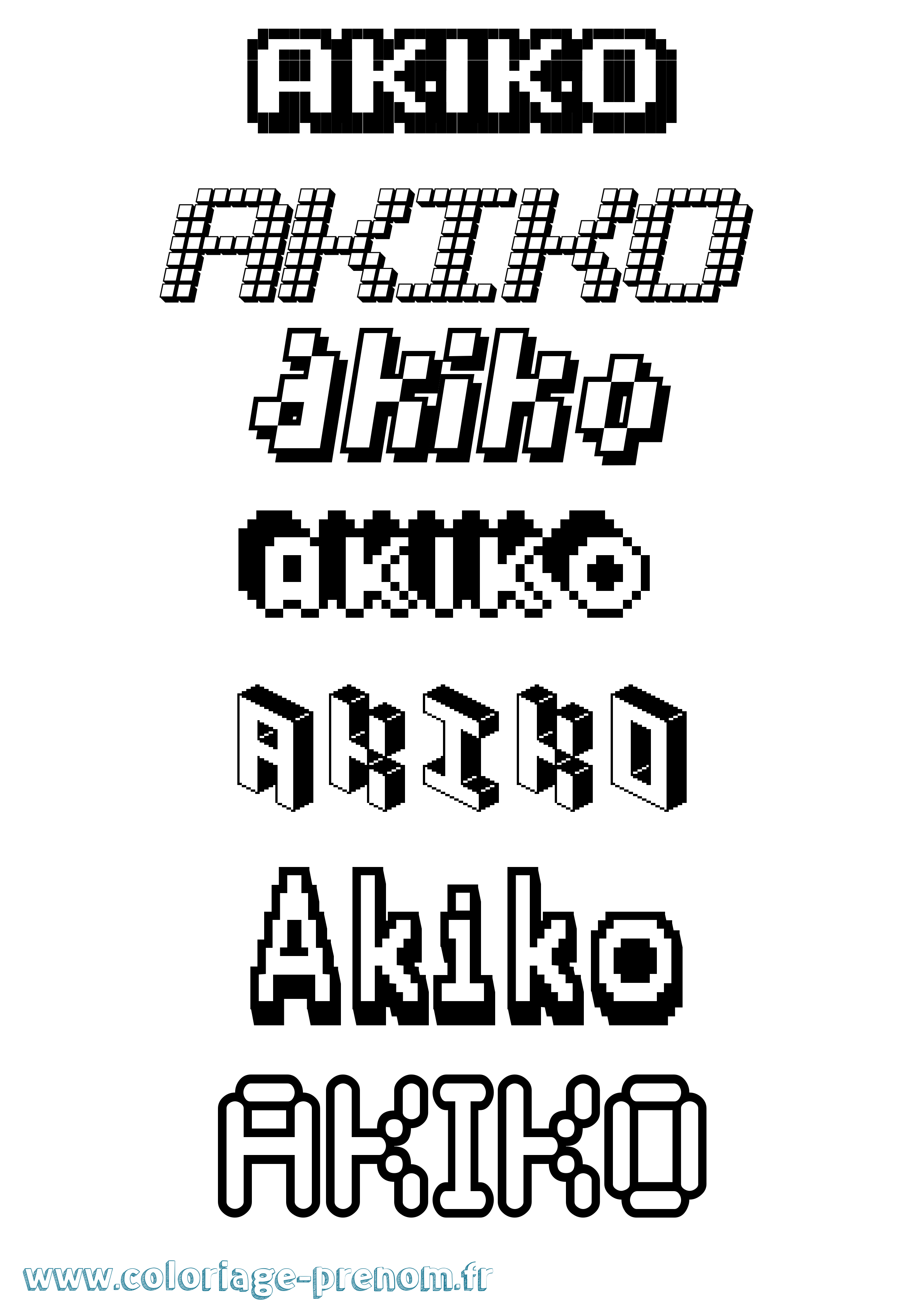 Coloriage prénom Akiko Pixel