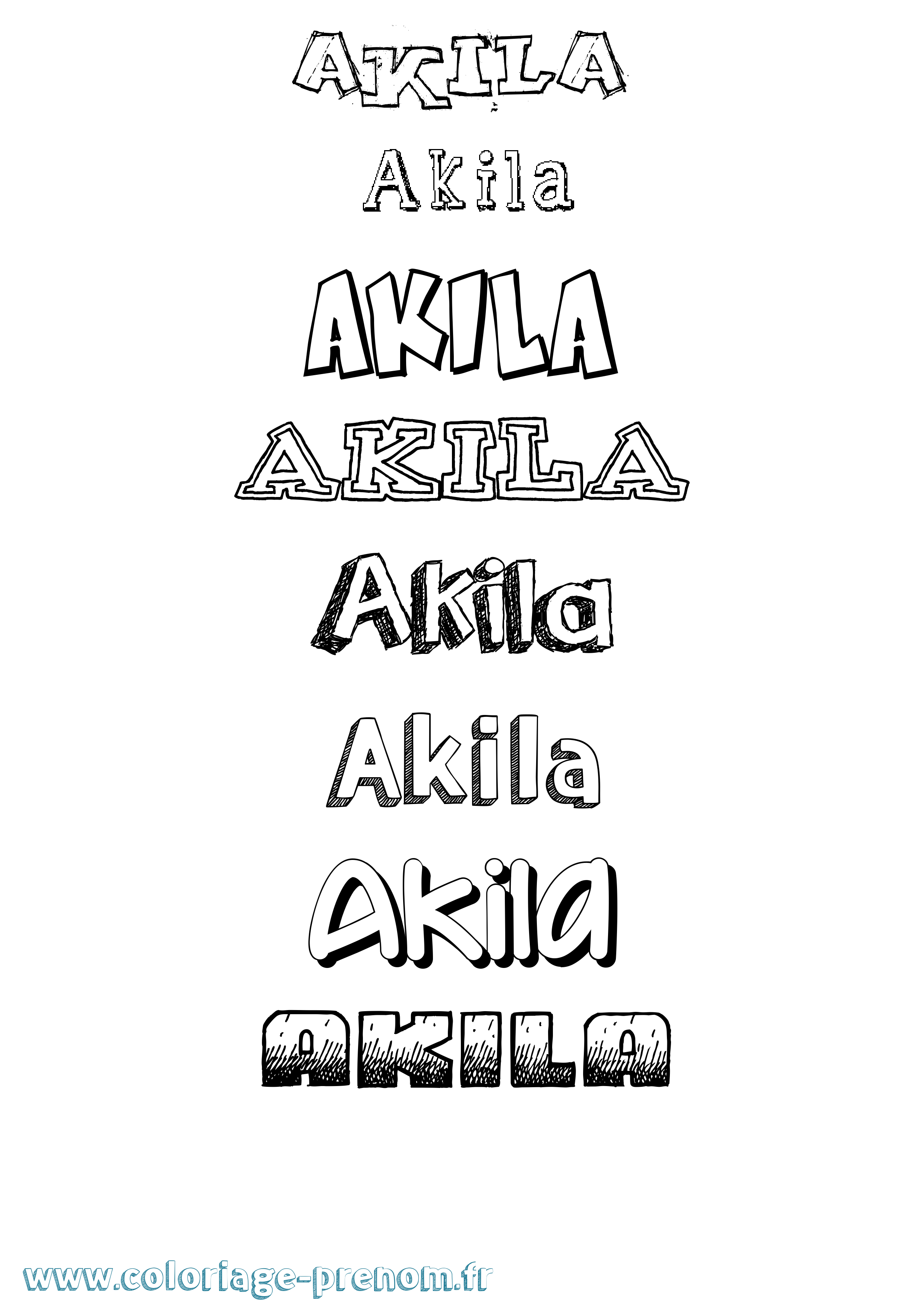 Coloriage prénom Akila Dessiné