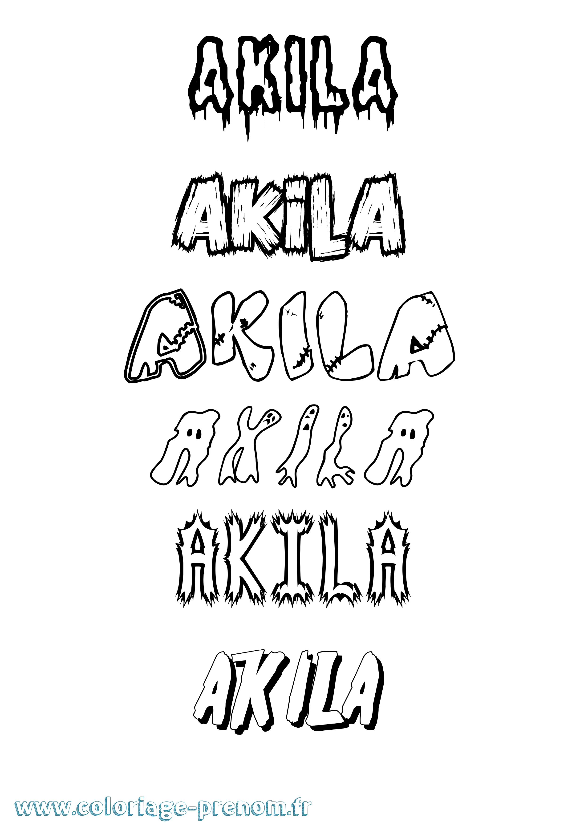 Coloriage prénom Akila Frisson