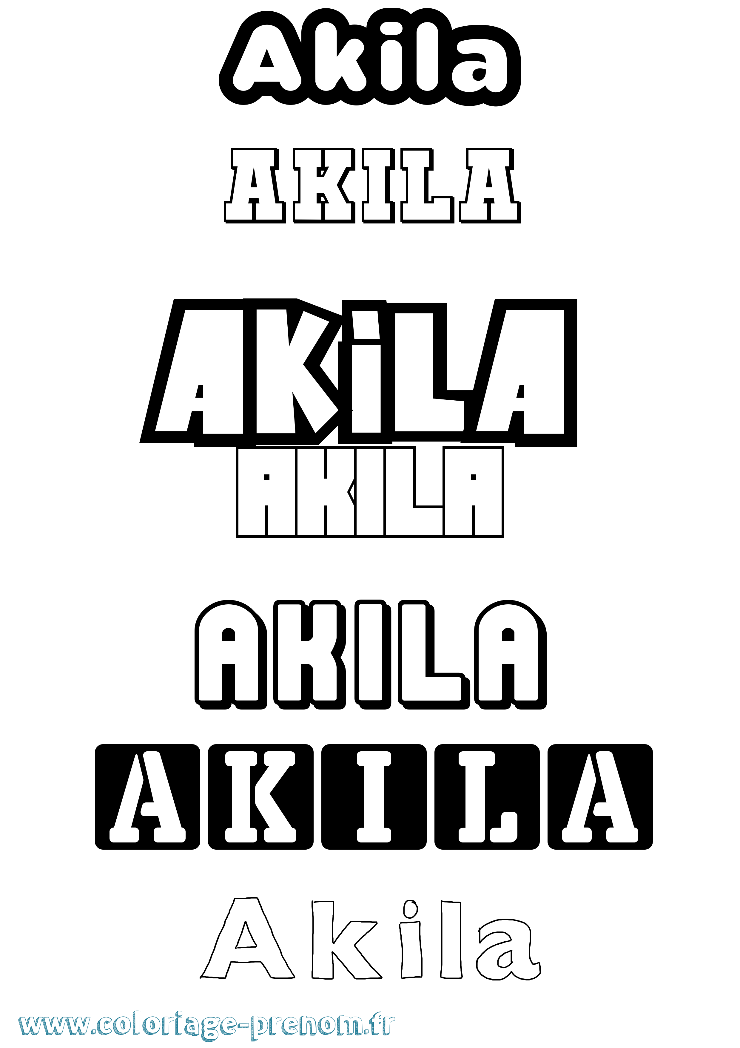 Coloriage prénom Akila Simple