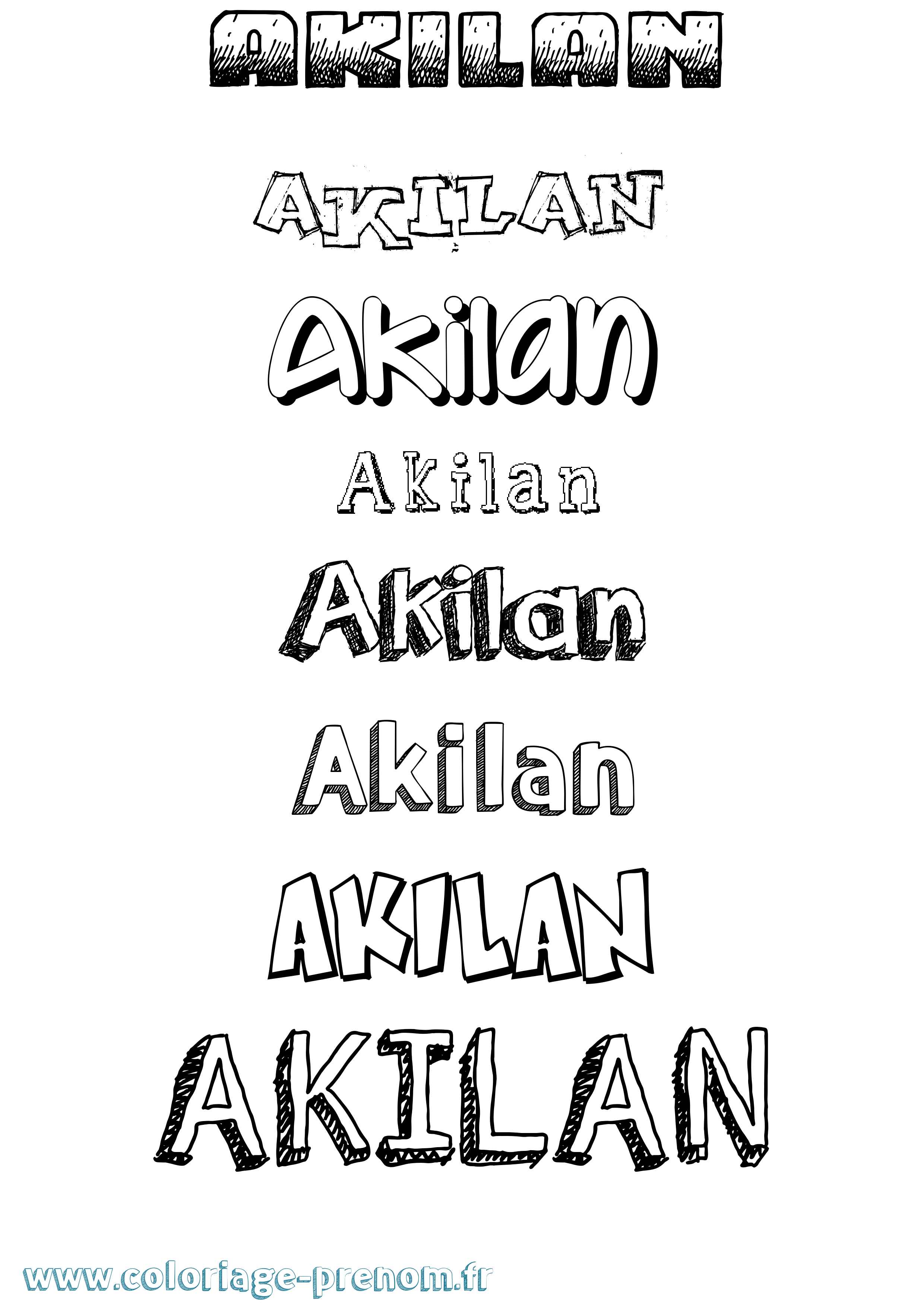 Coloriage prénom Akilan Dessiné