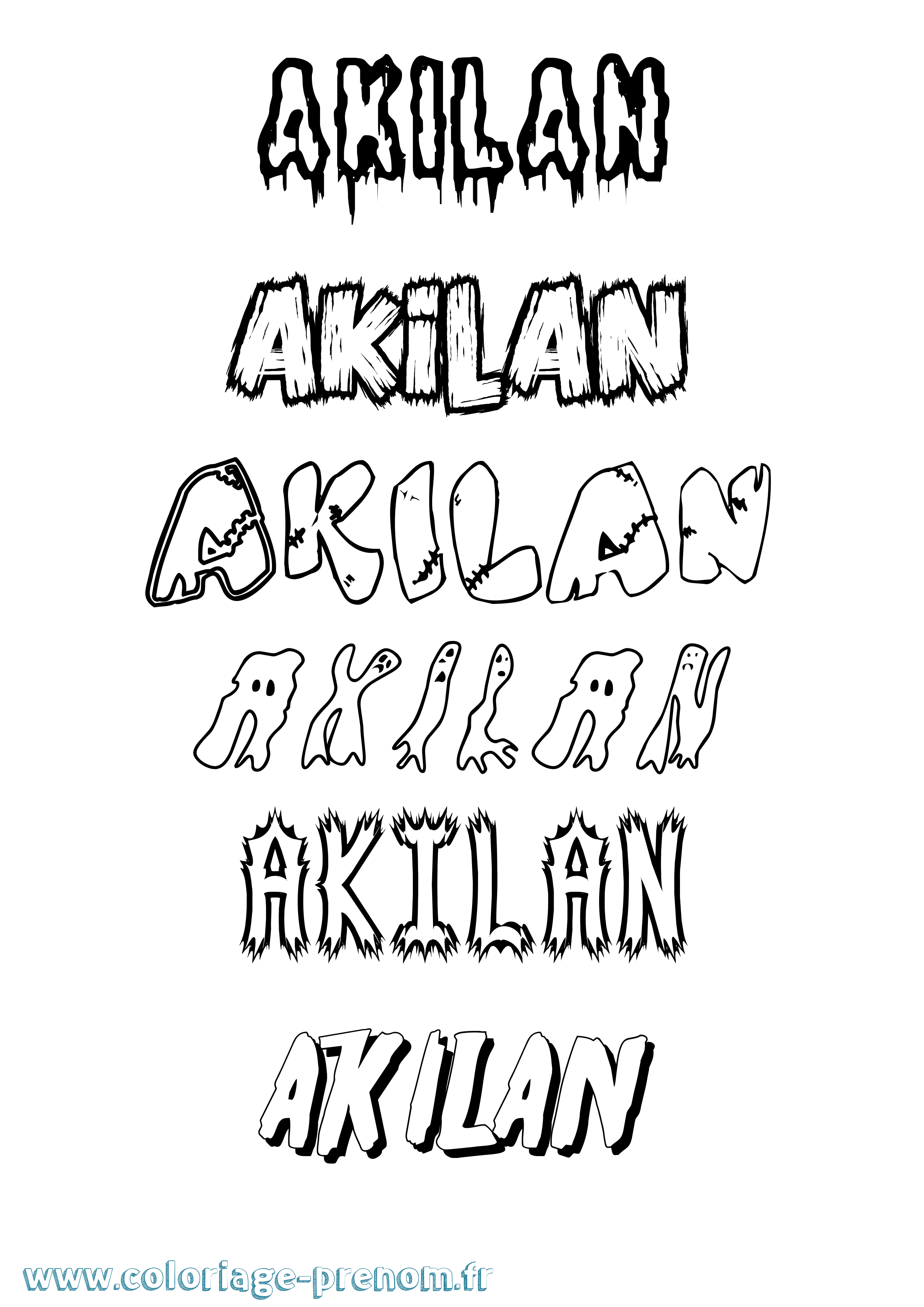 Coloriage prénom Akilan Frisson
