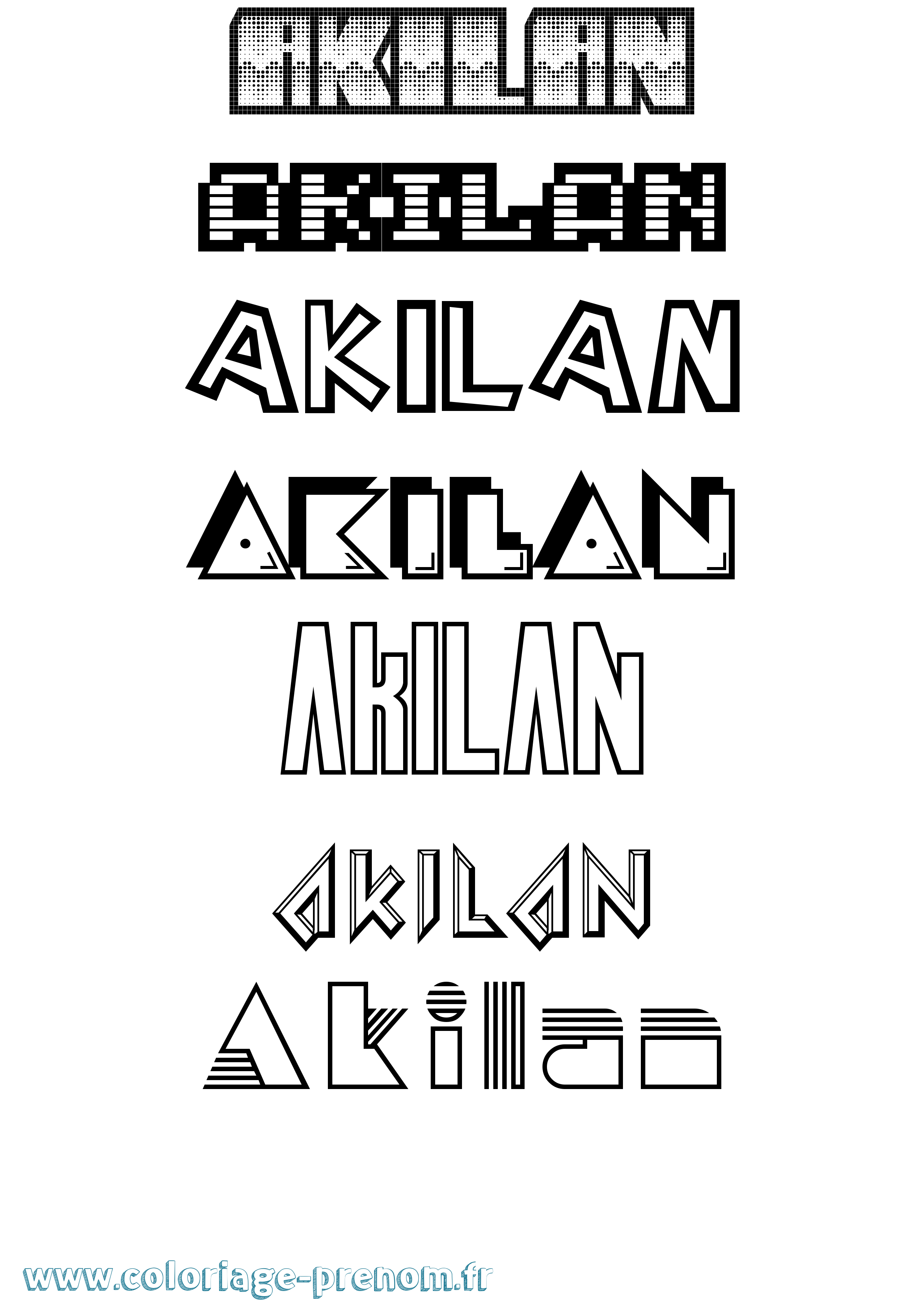 Coloriage prénom Akilan Jeux Vidéos