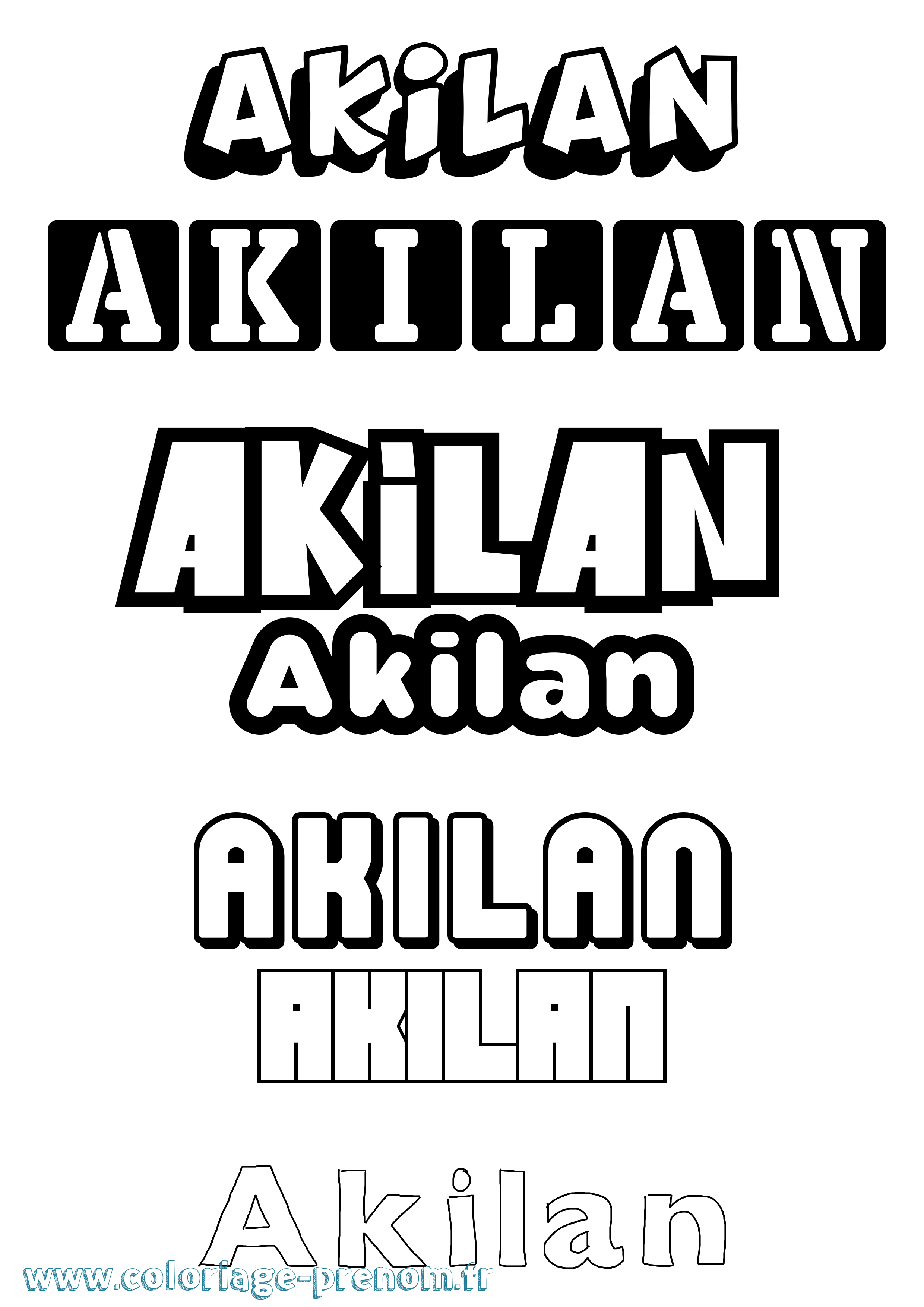 Coloriage prénom Akilan Simple