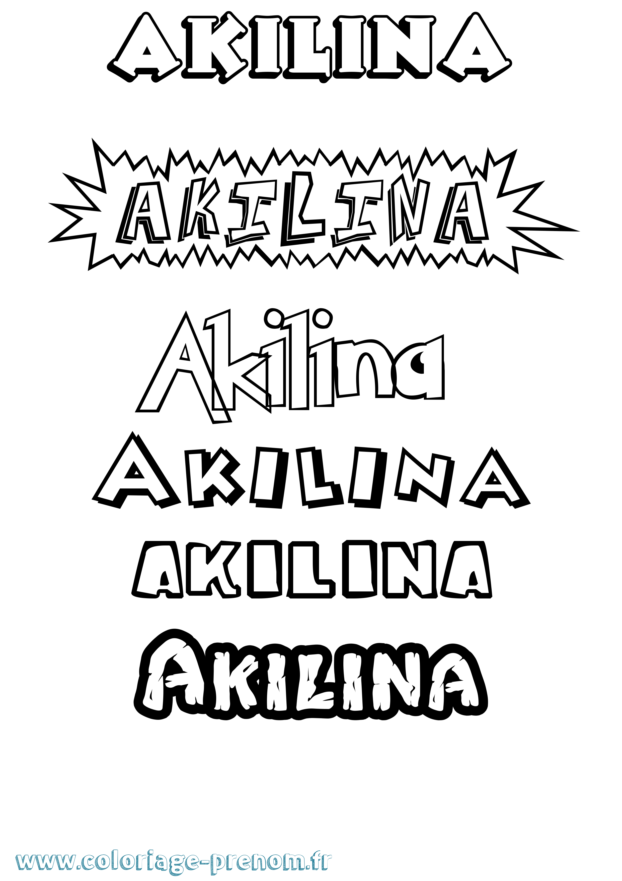 Coloriage prénom Akilina Dessin Animé