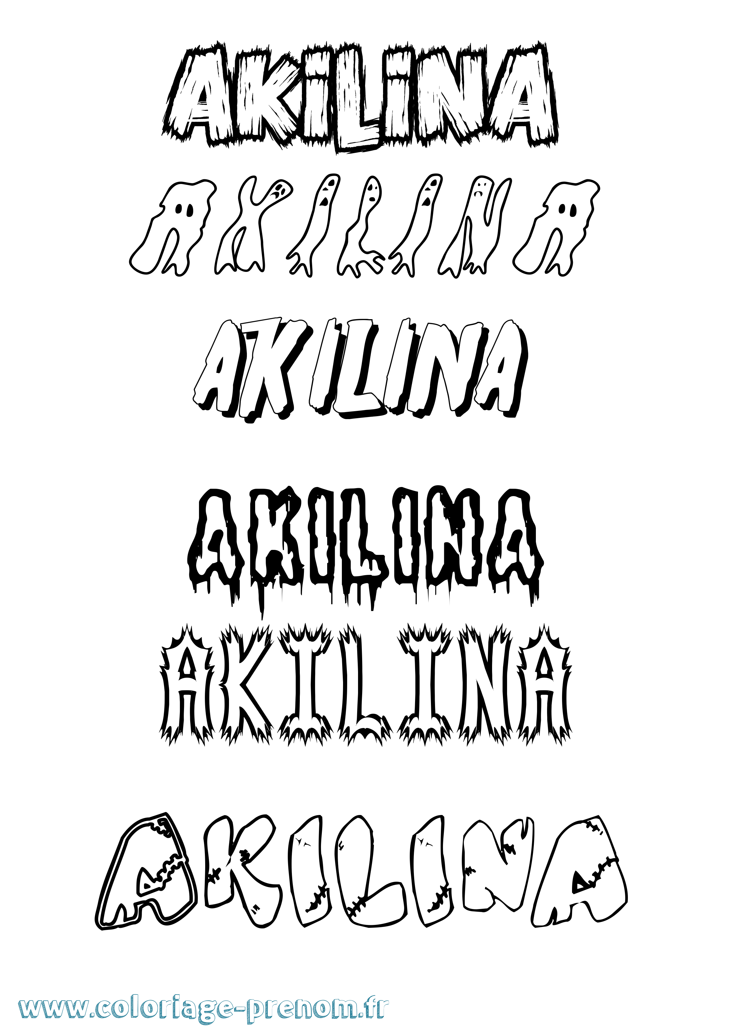 Coloriage prénom Akilina Frisson