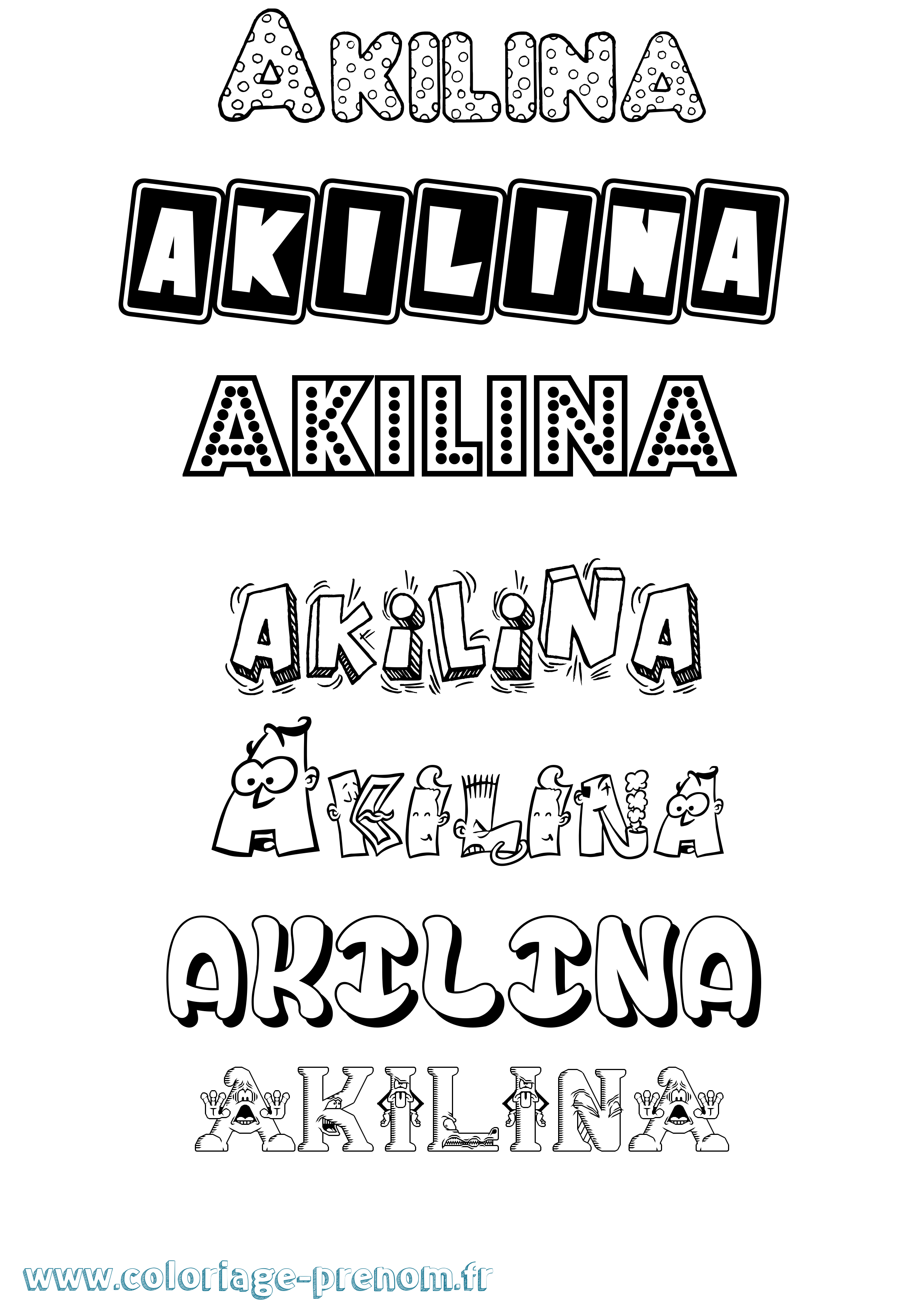 Coloriage prénom Akilina Fun