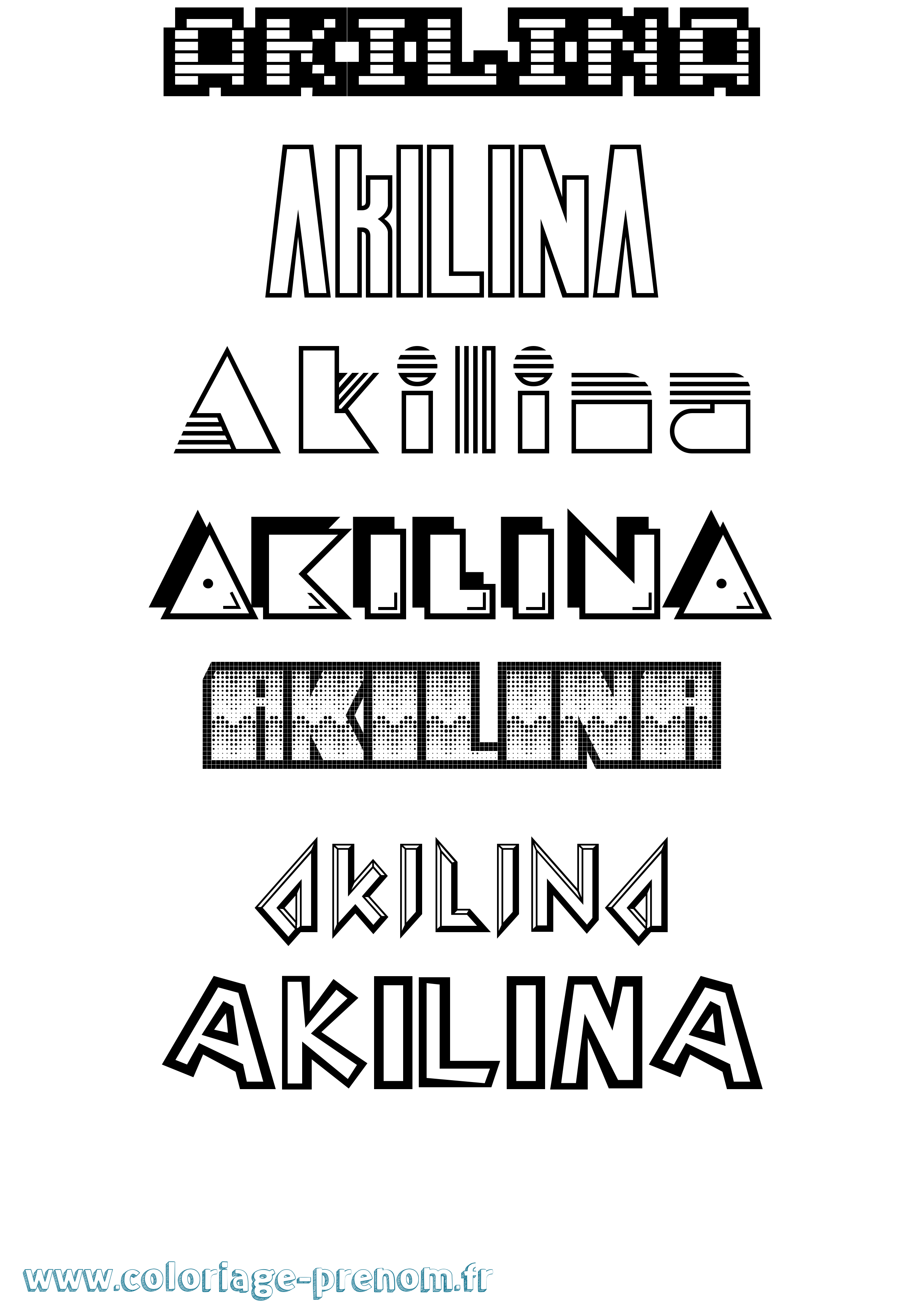 Coloriage prénom Akilina Jeux Vidéos