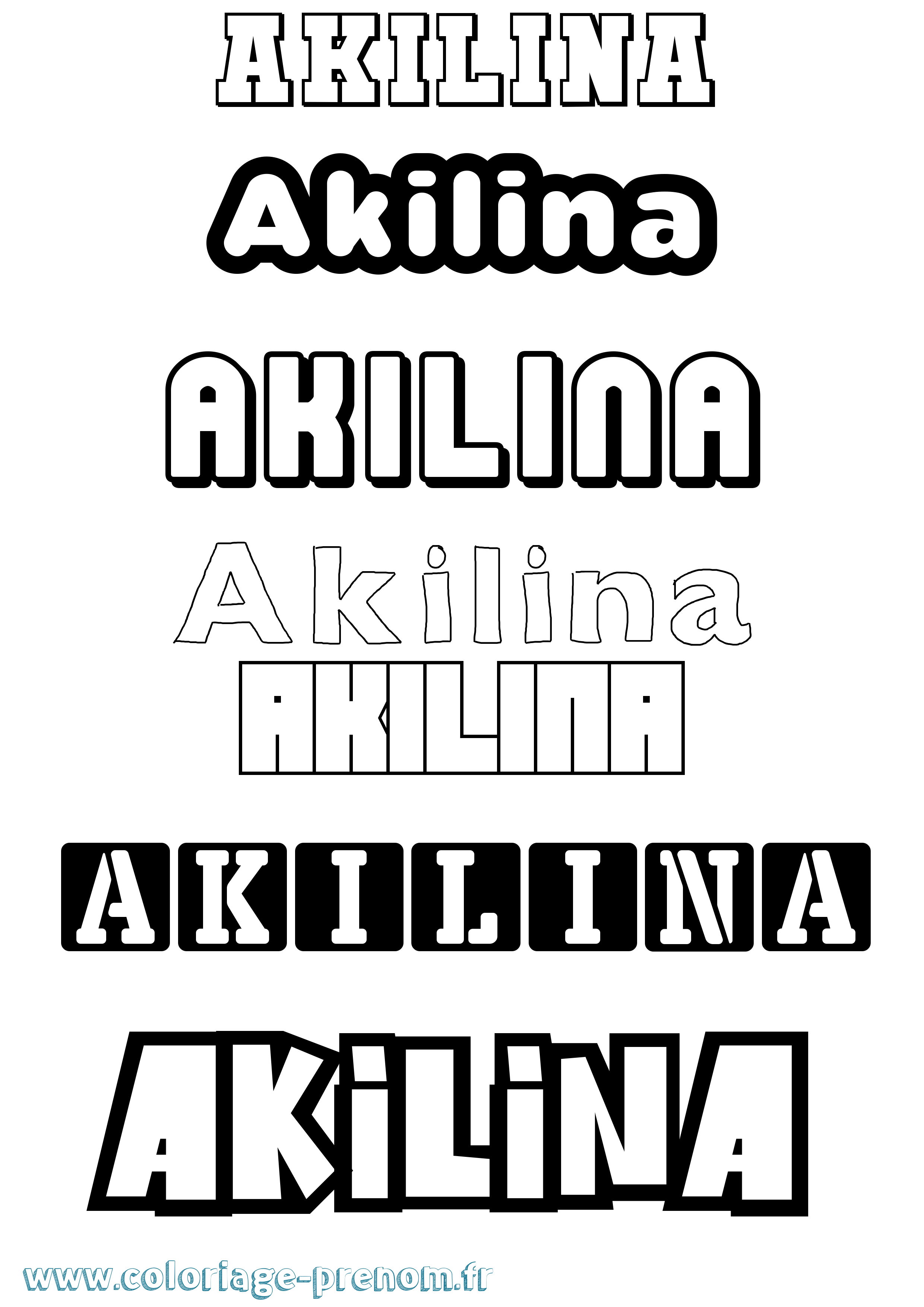 Coloriage prénom Akilina Simple