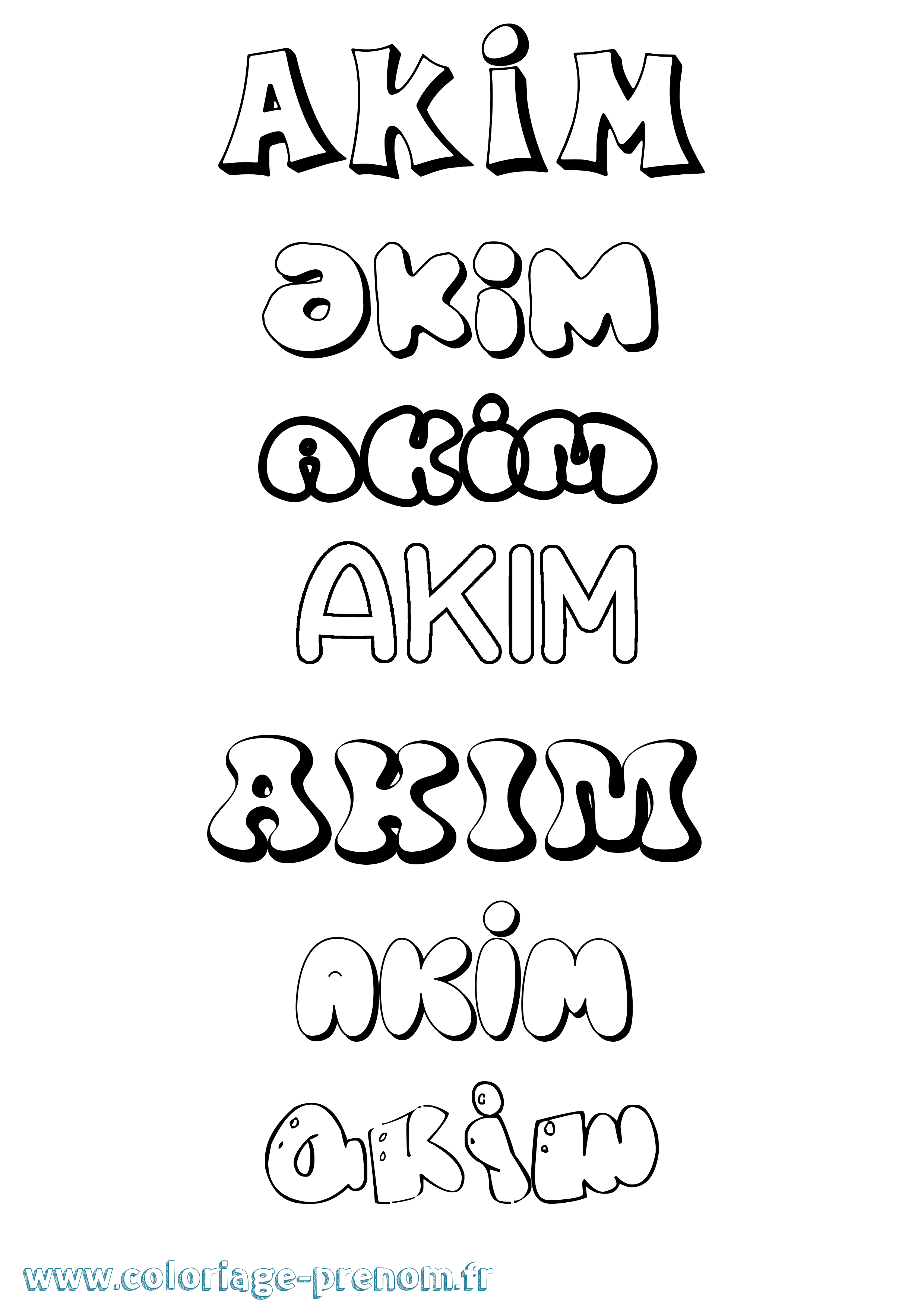 Coloriage prénom Akim Bubble