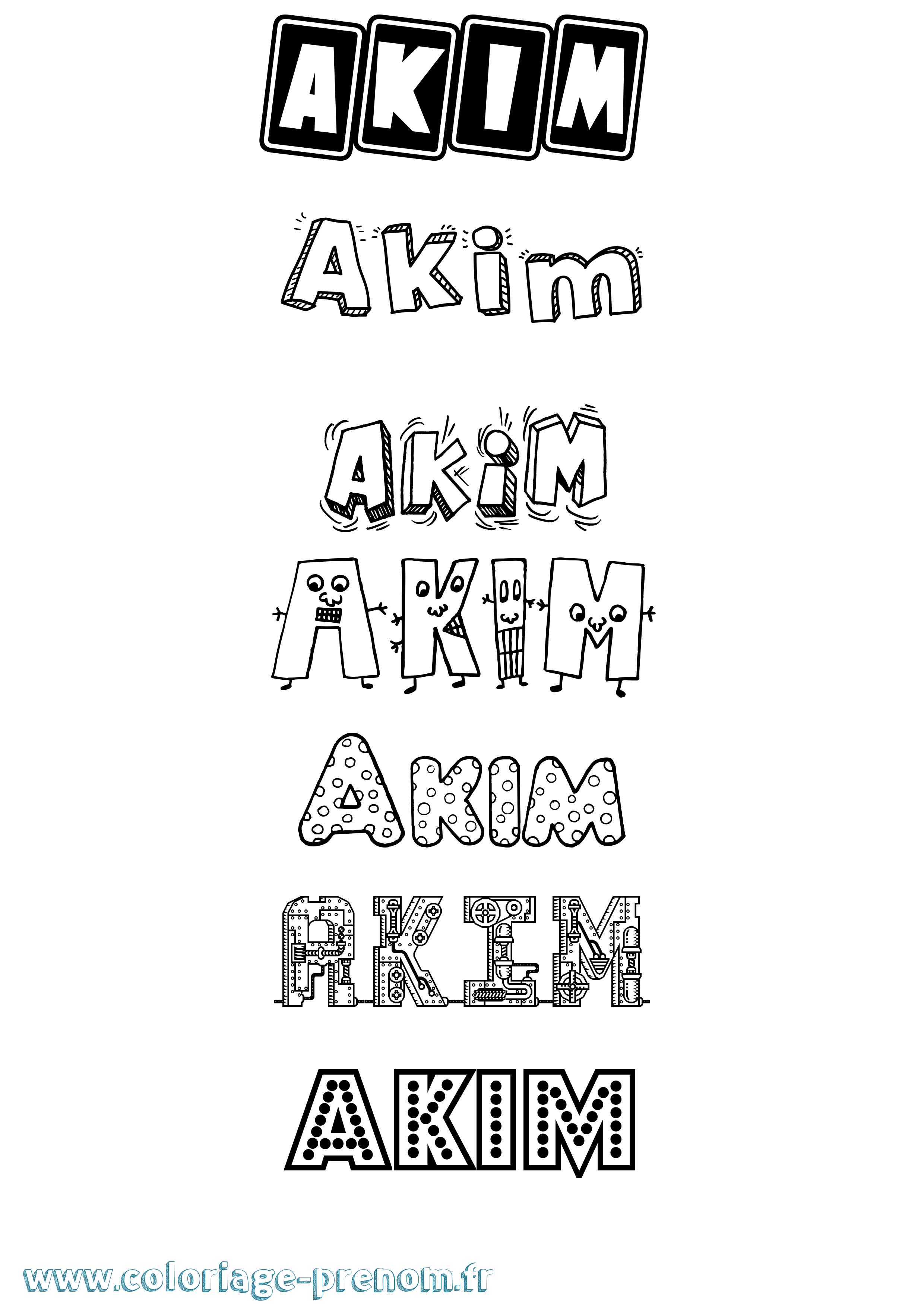 Coloriage prénom Akim Fun