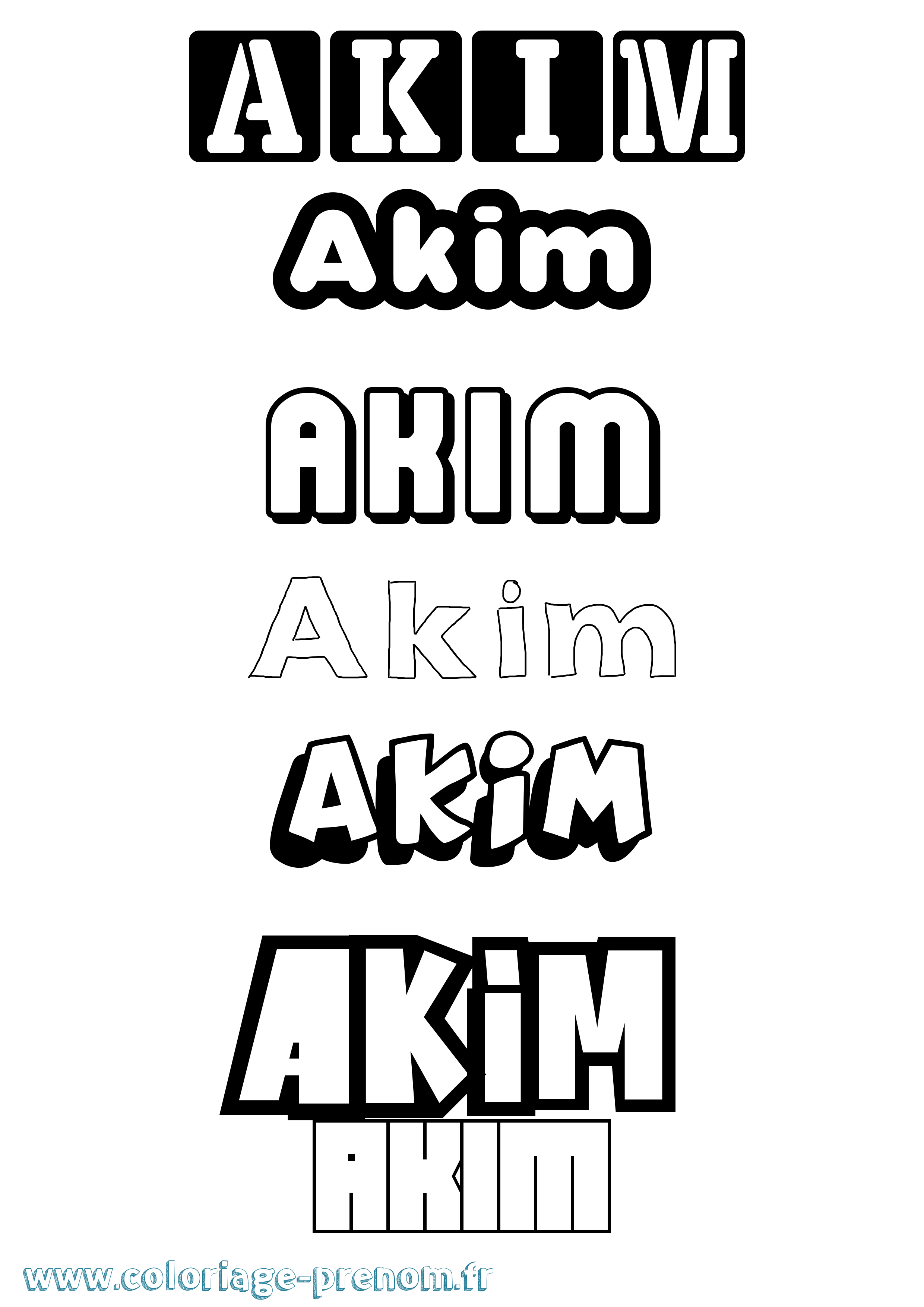 Coloriage prénom Akim Simple