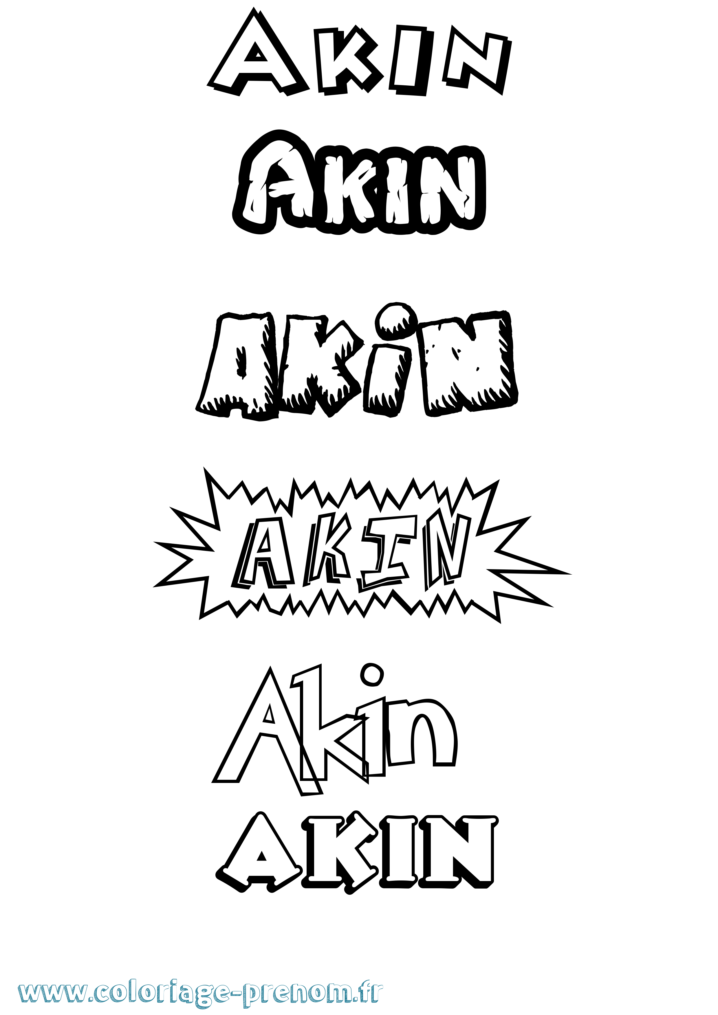 Coloriage prénom Akin Dessin Animé