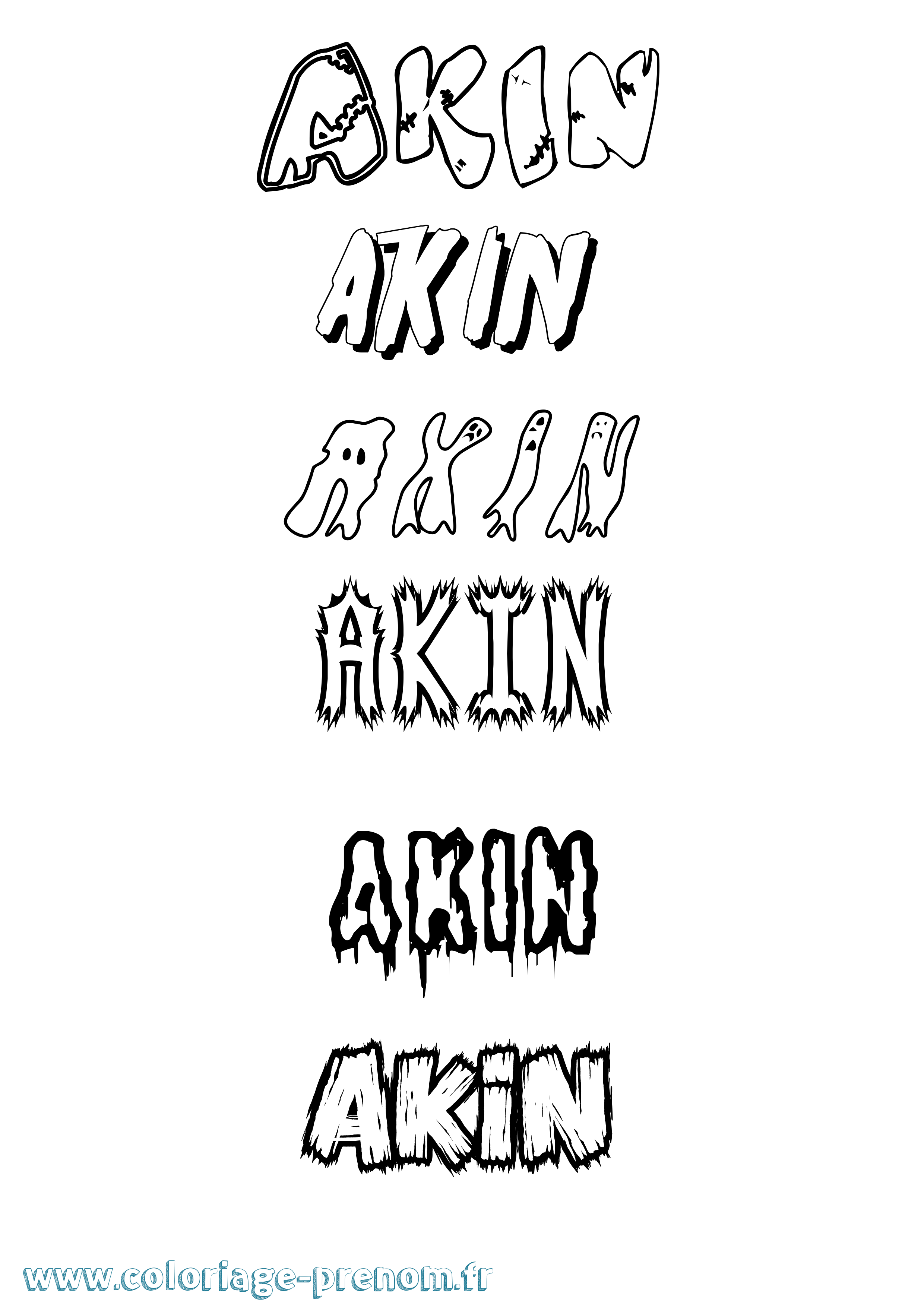 Coloriage prénom Akin Frisson
