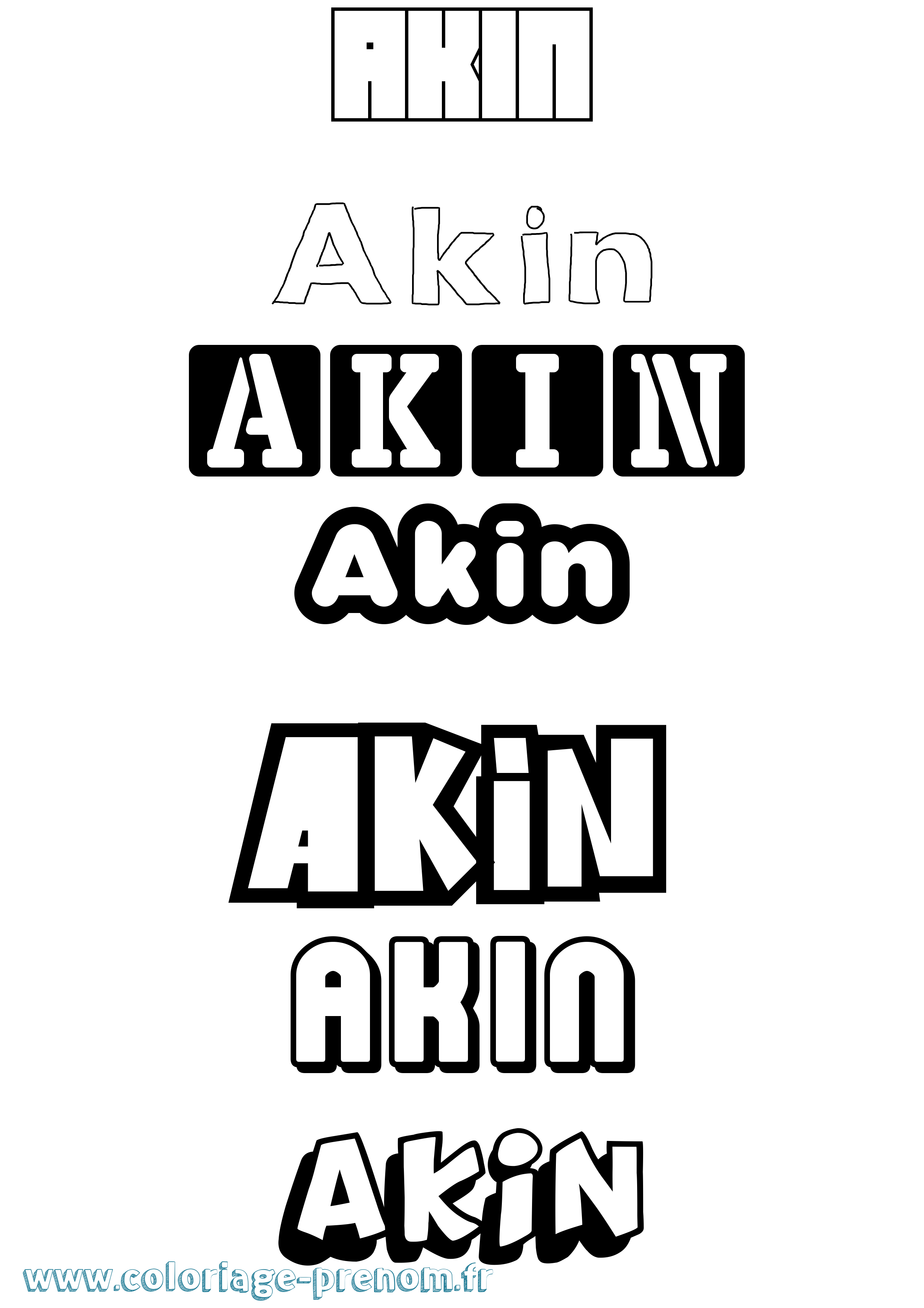 Coloriage prénom Akin Simple