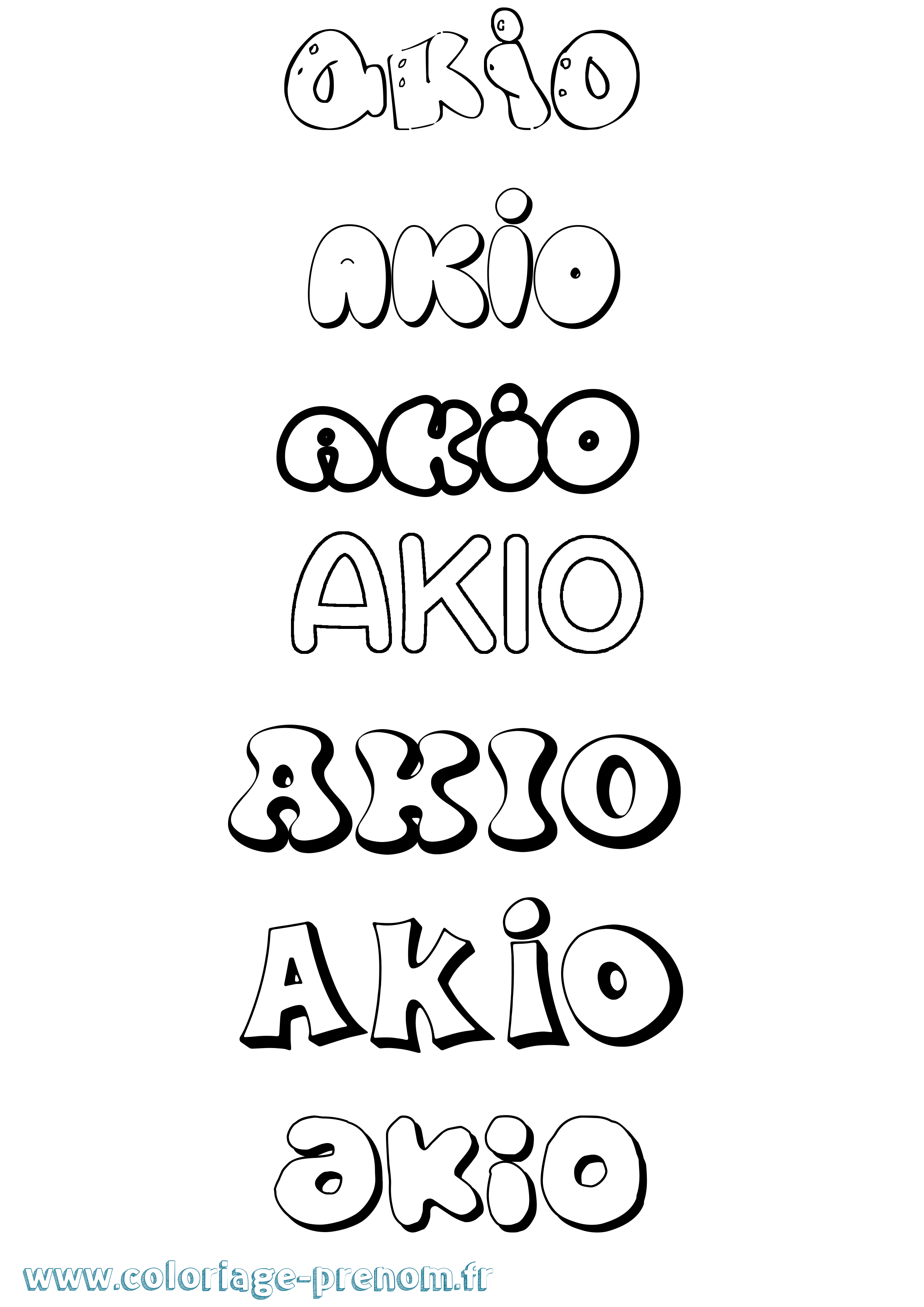 Coloriage prénom Akio Bubble