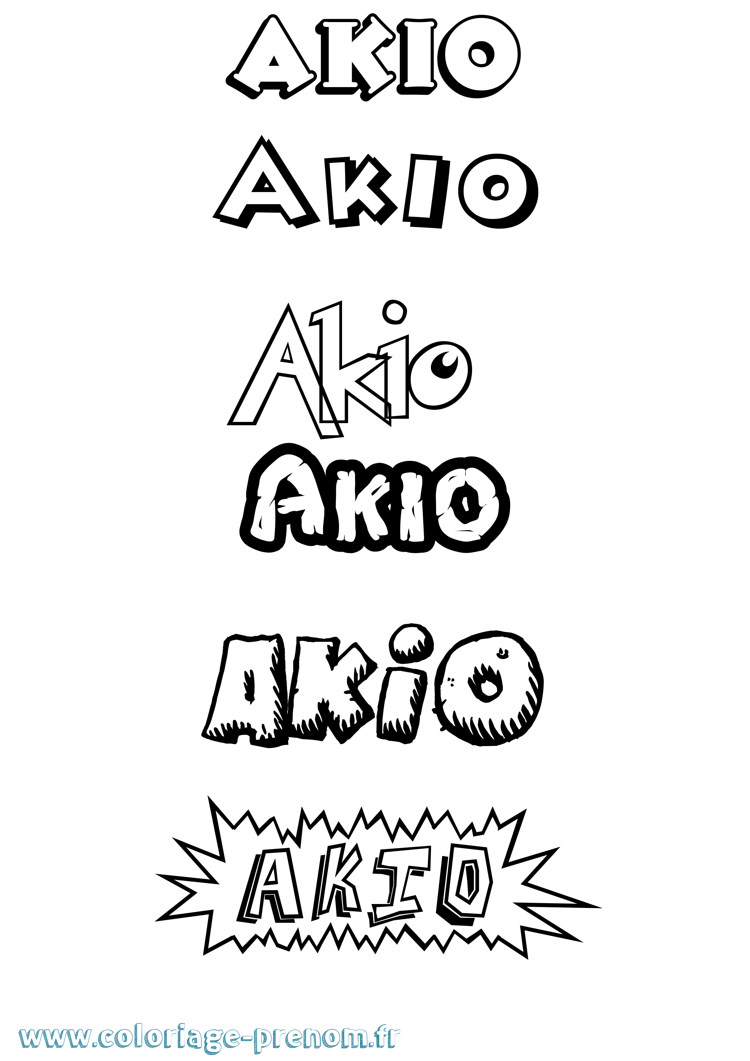 Coloriage prénom Akio Dessin Animé