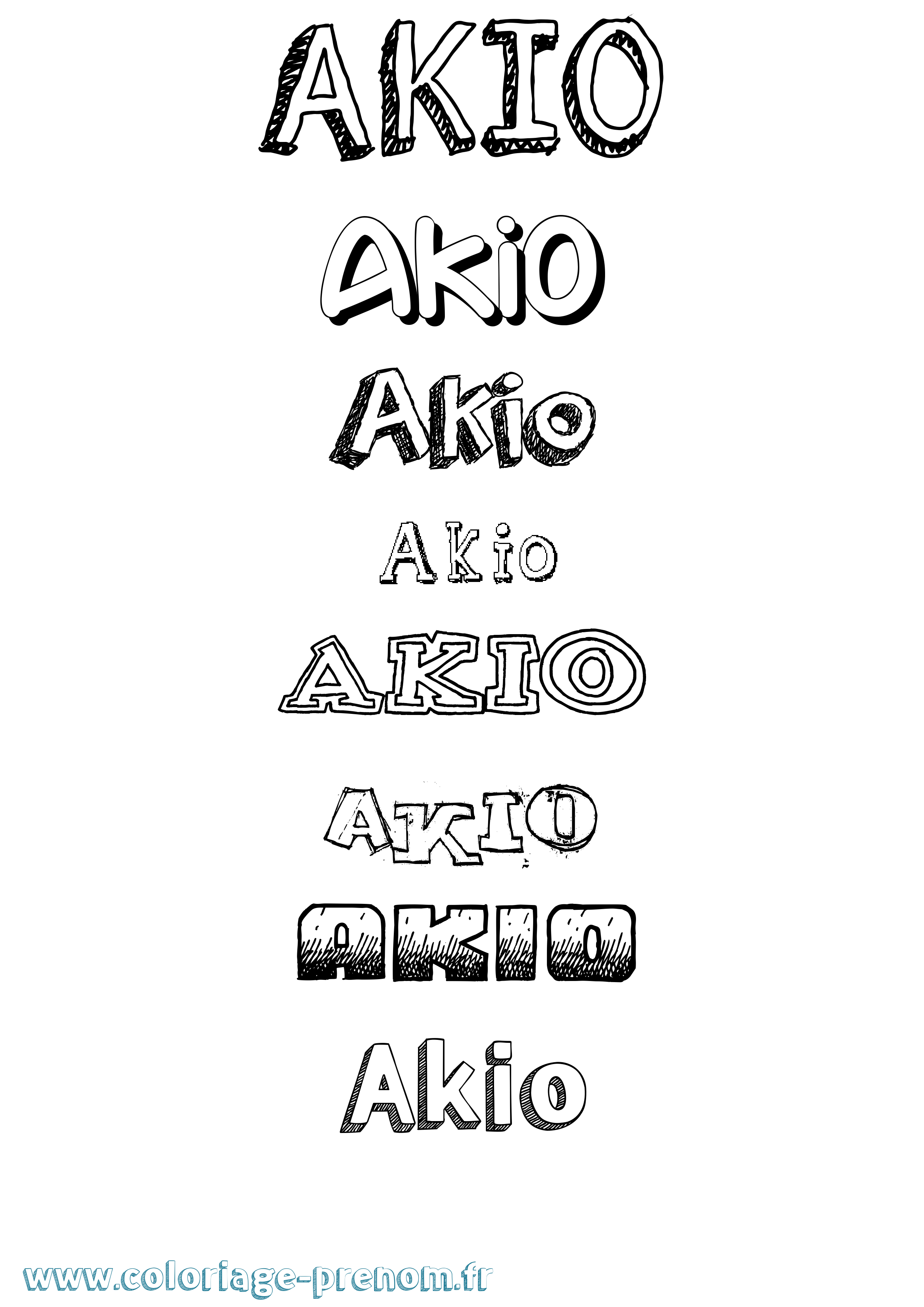 Coloriage prénom Akio Dessiné