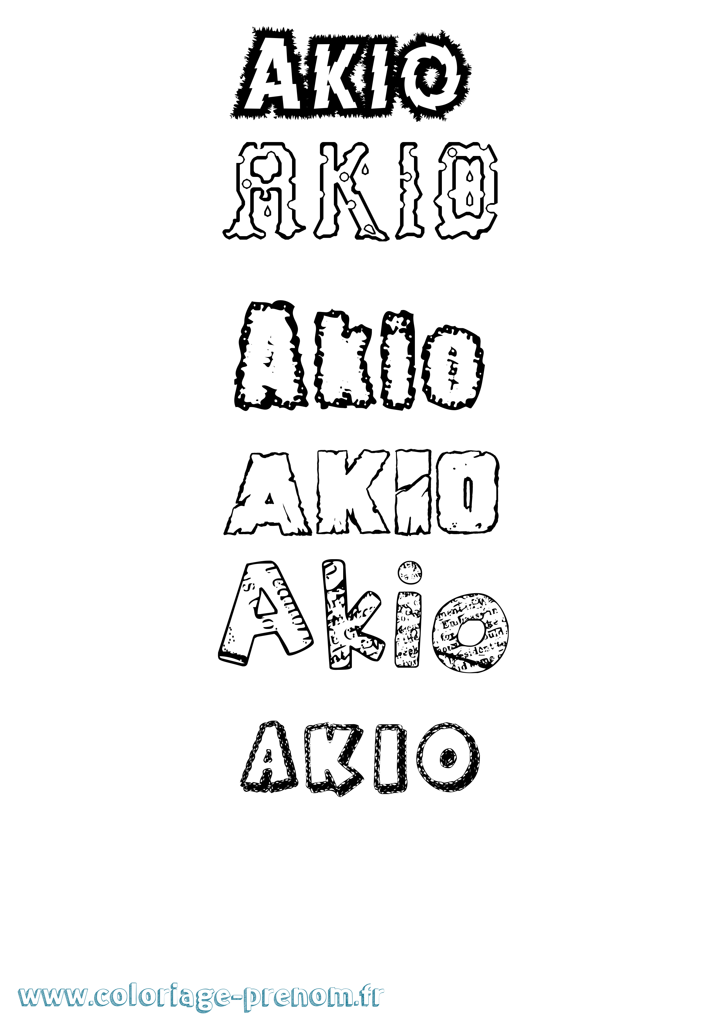 Coloriage prénom Akio Destructuré