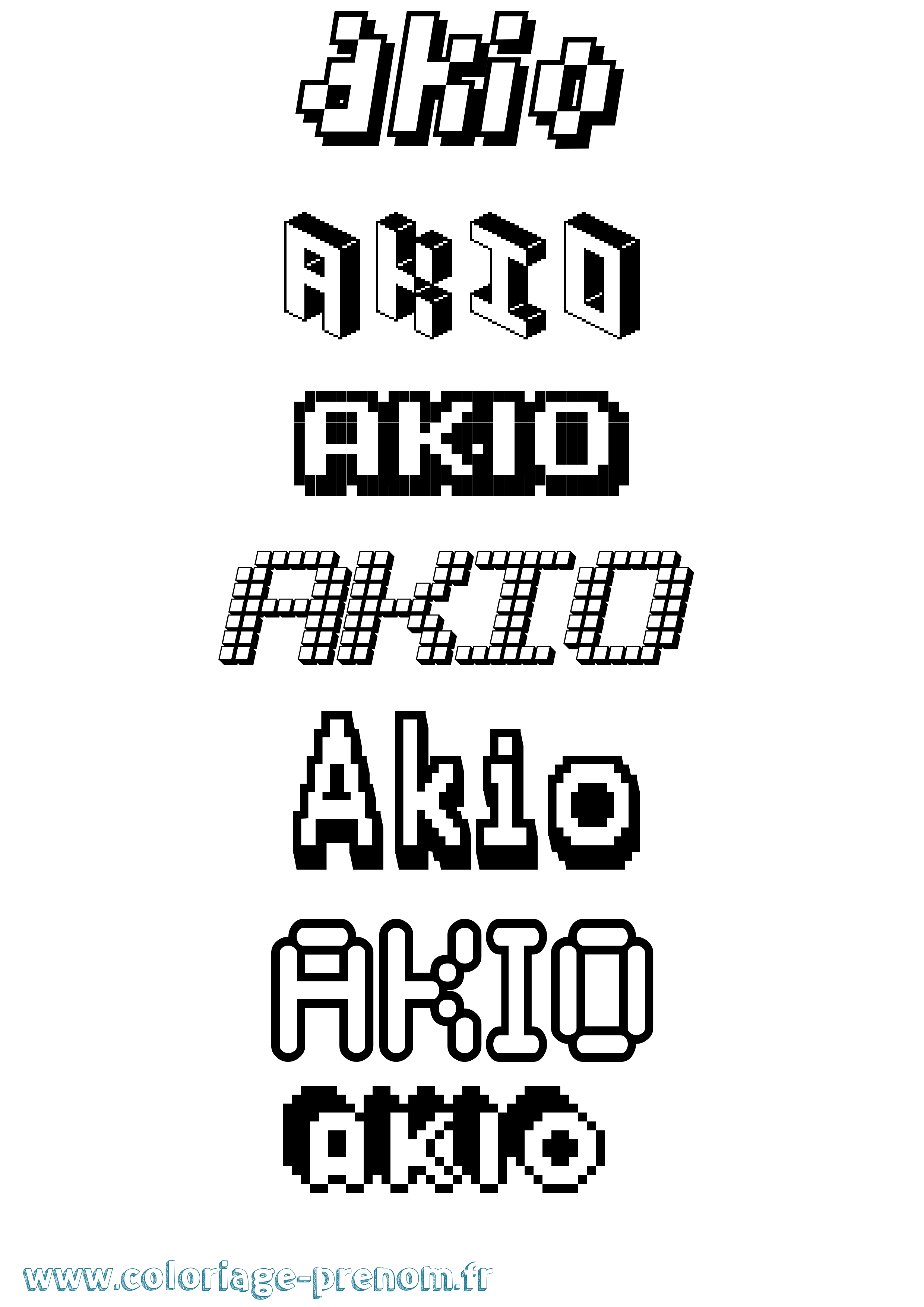 Coloriage prénom Akio Pixel