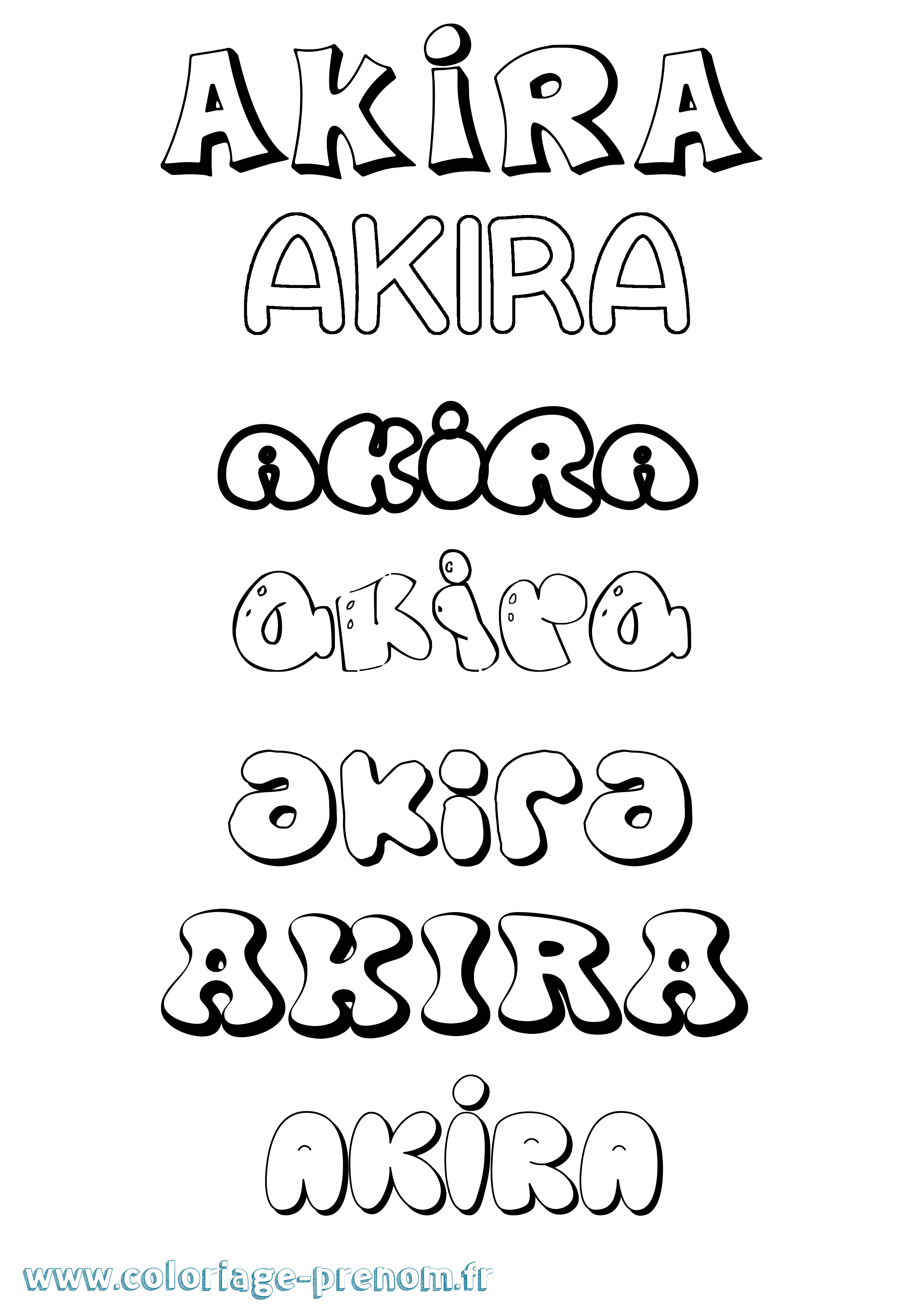 Coloriage prénom Akira Bubble