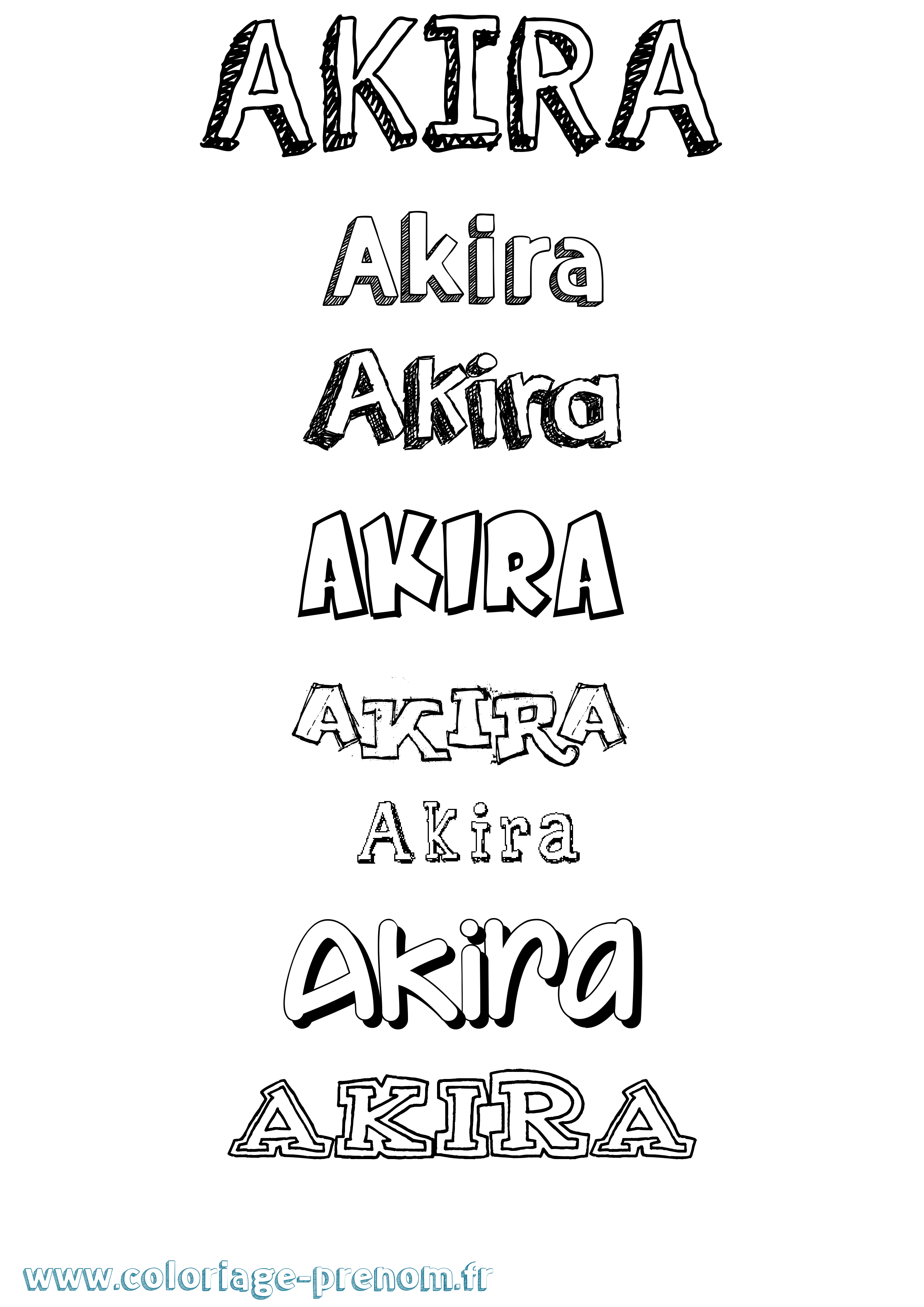 Coloriage prénom Akira Dessiné