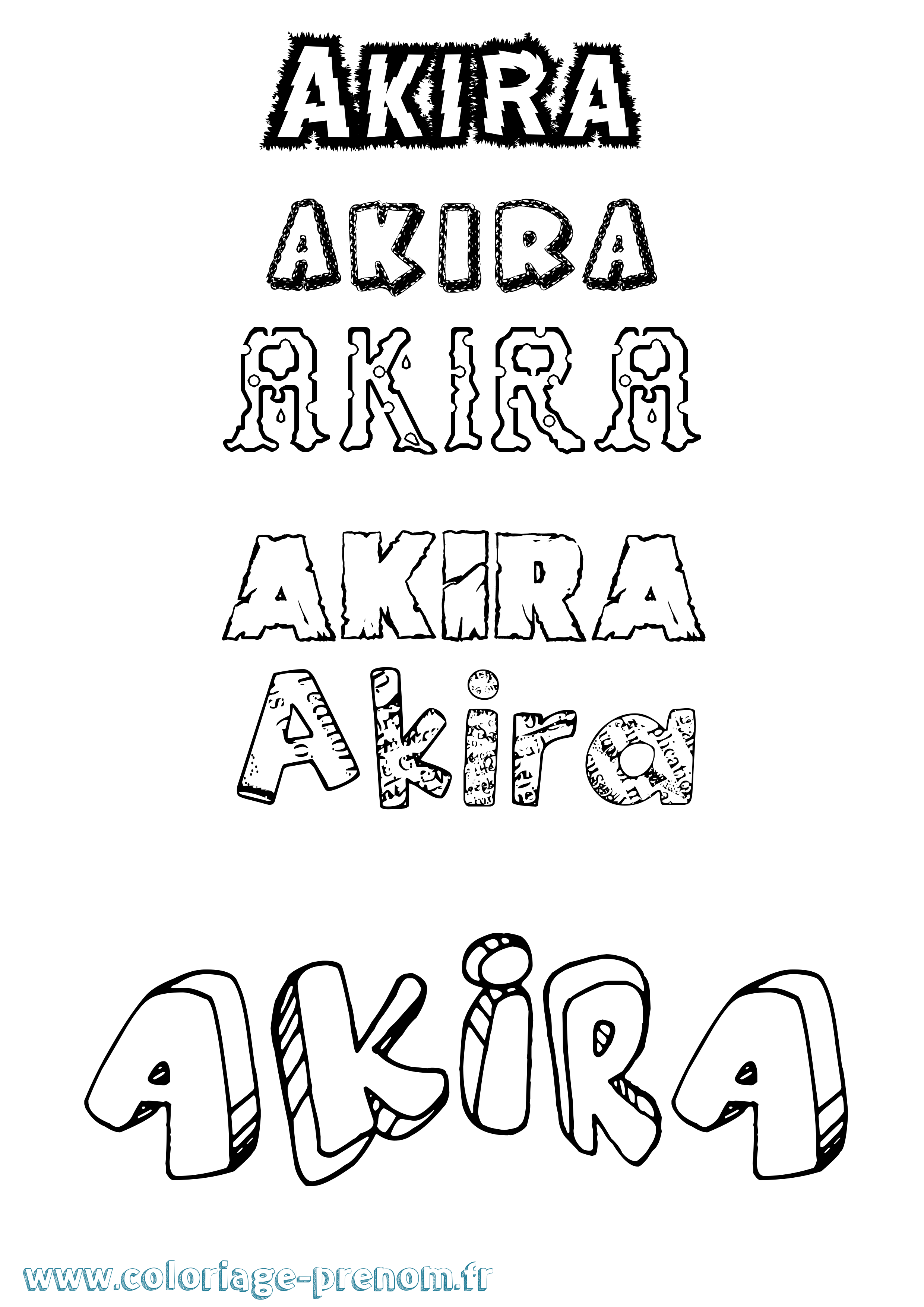 Coloriage prénom Akira Destructuré