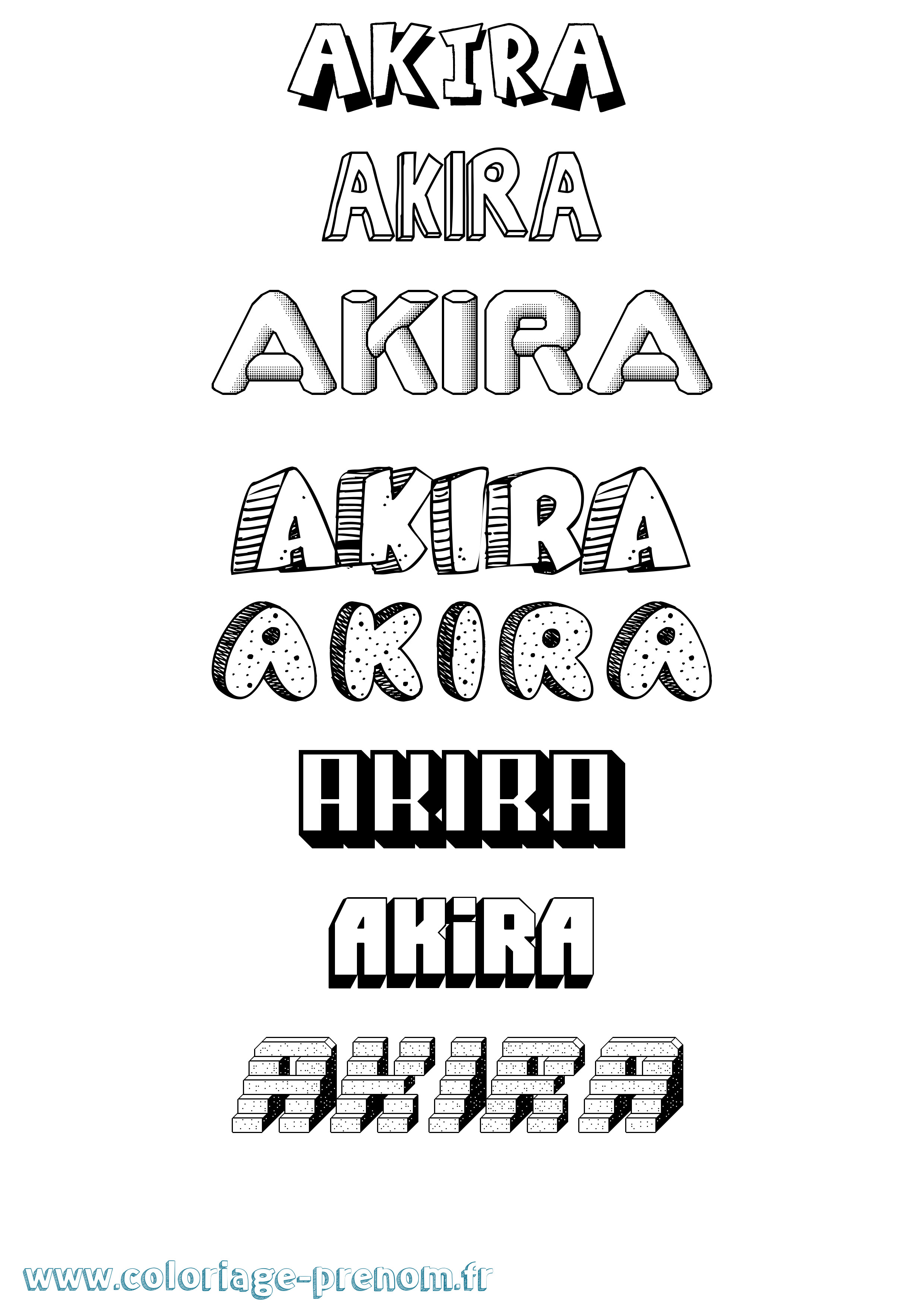 Coloriage prénom Akira Effet 3D