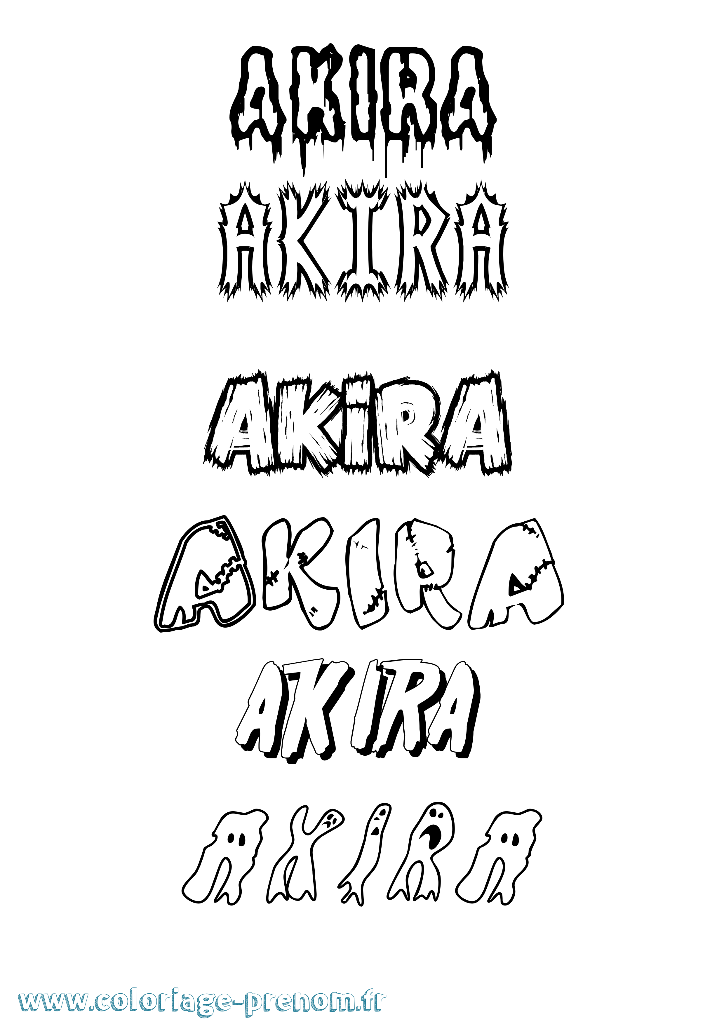 Coloriage prénom Akira Frisson