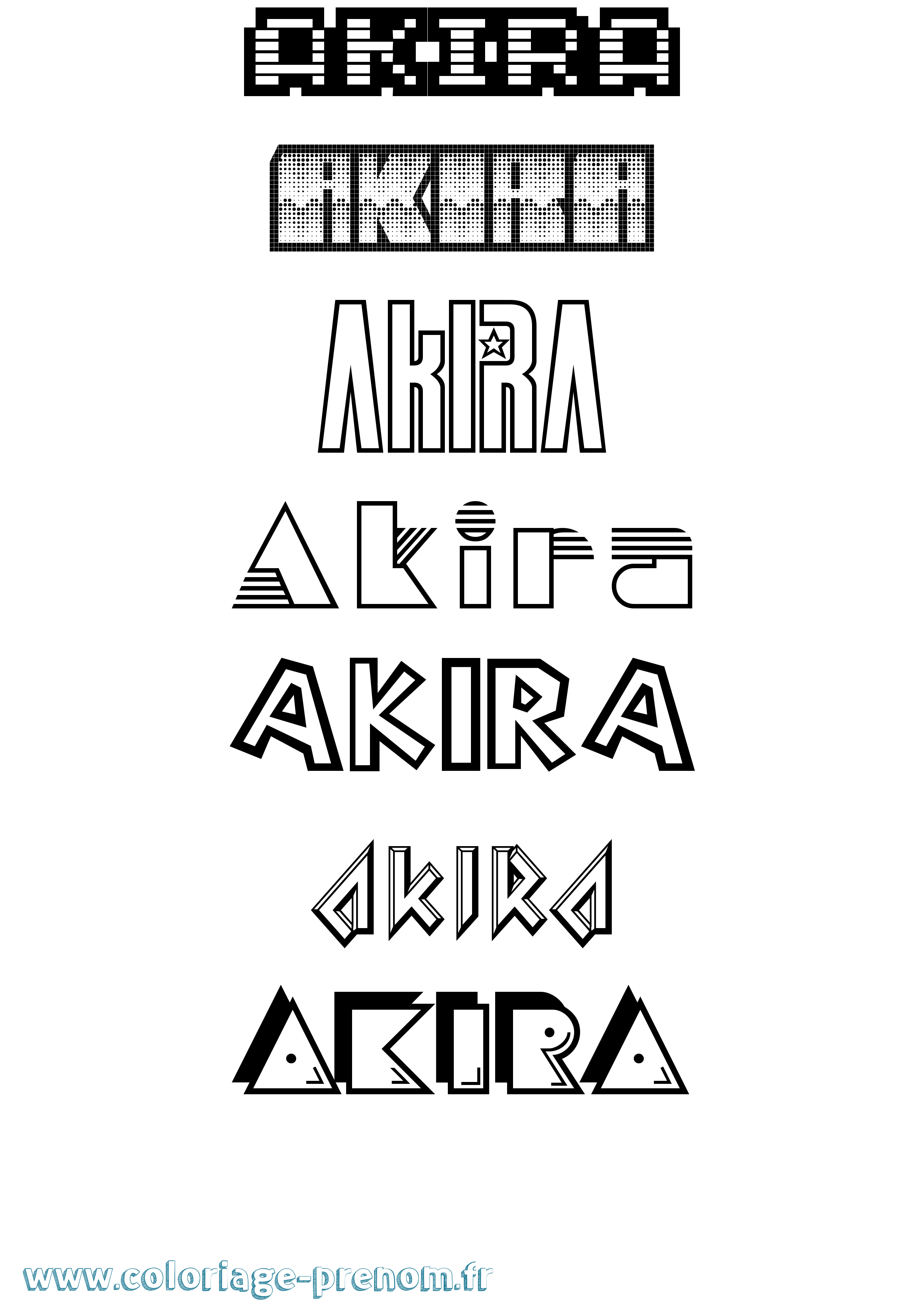 Coloriage prénom Akira Jeux Vidéos