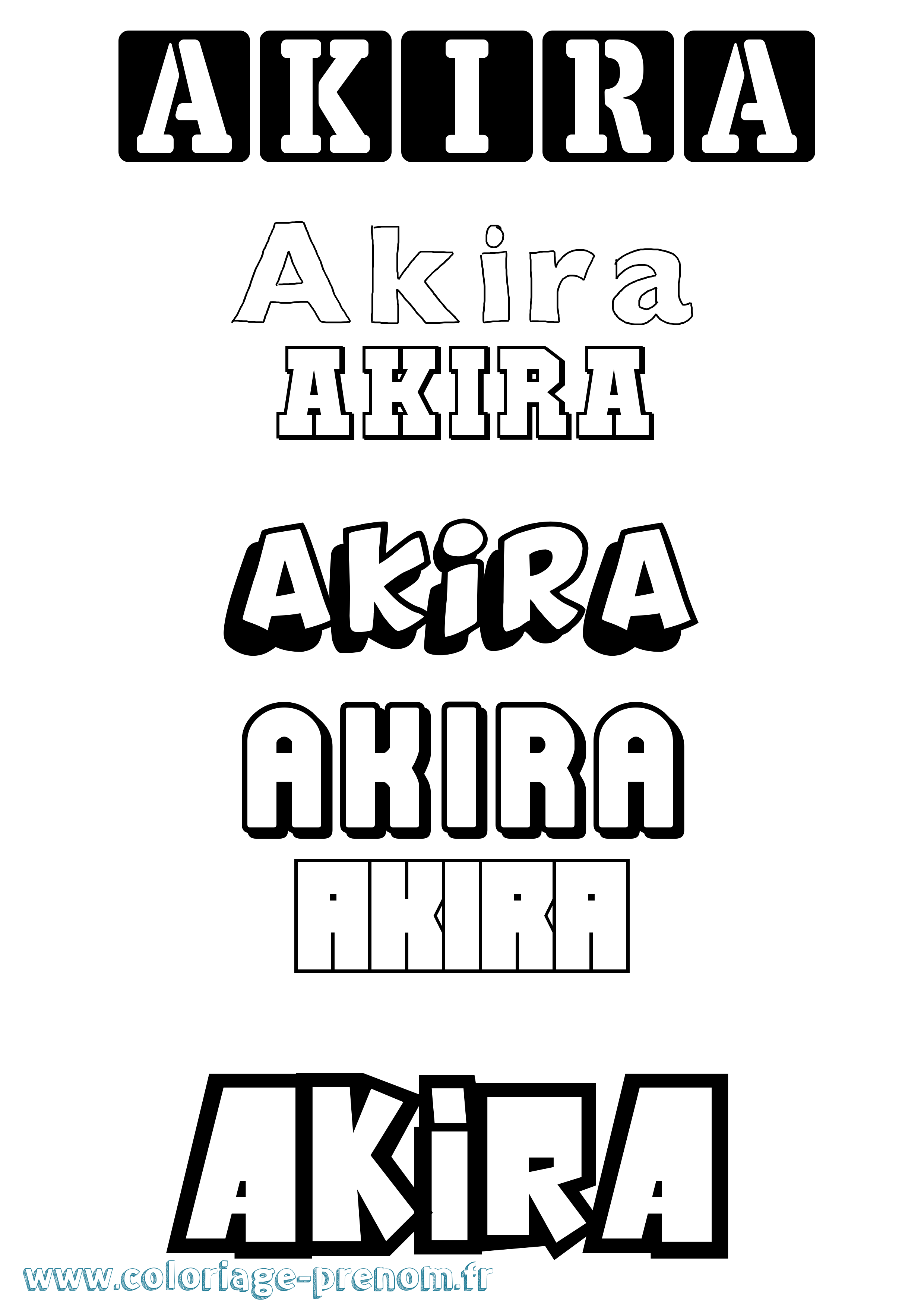 Coloriage prénom Akira Simple