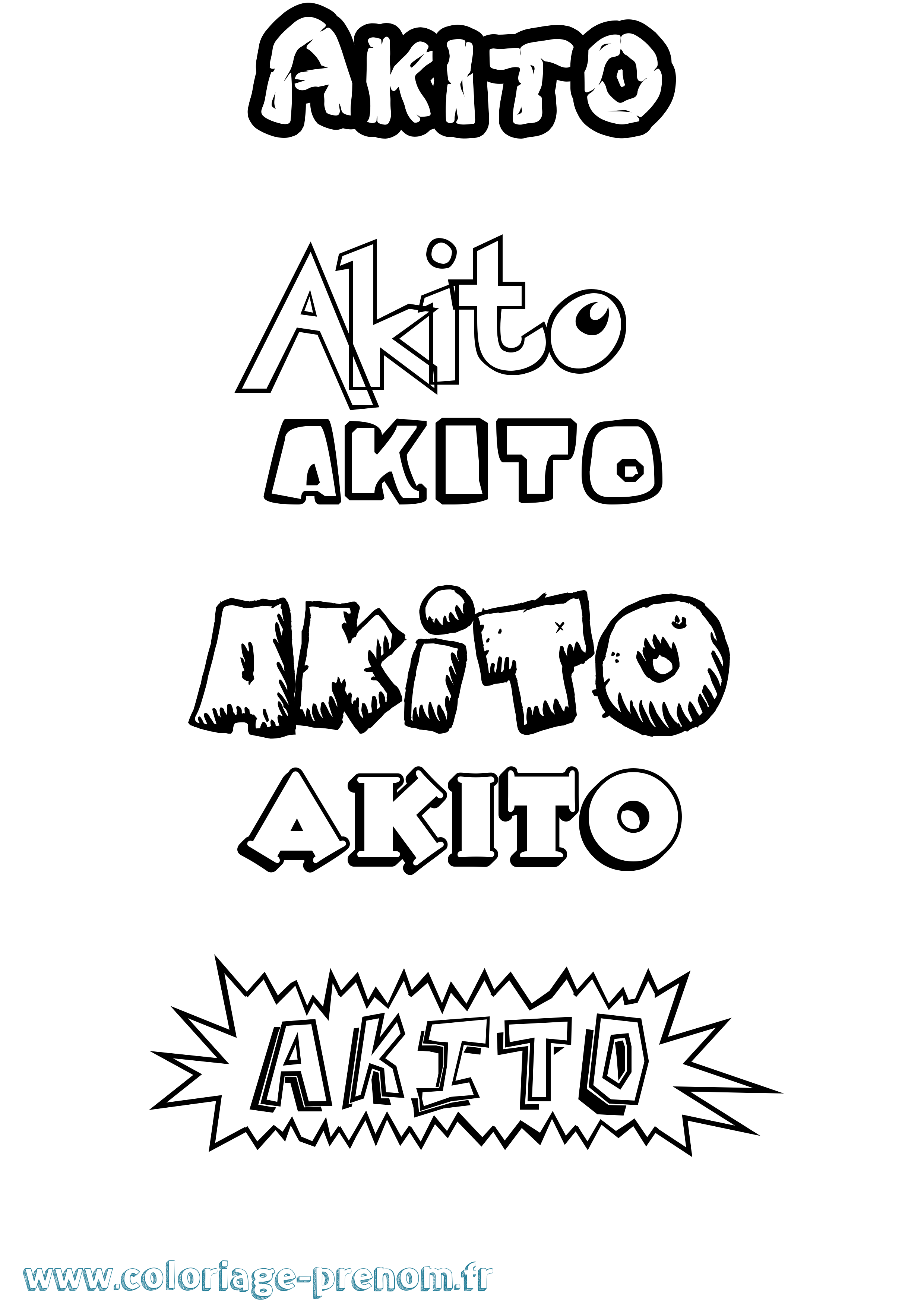 Coloriage prénom Akito Dessin Animé