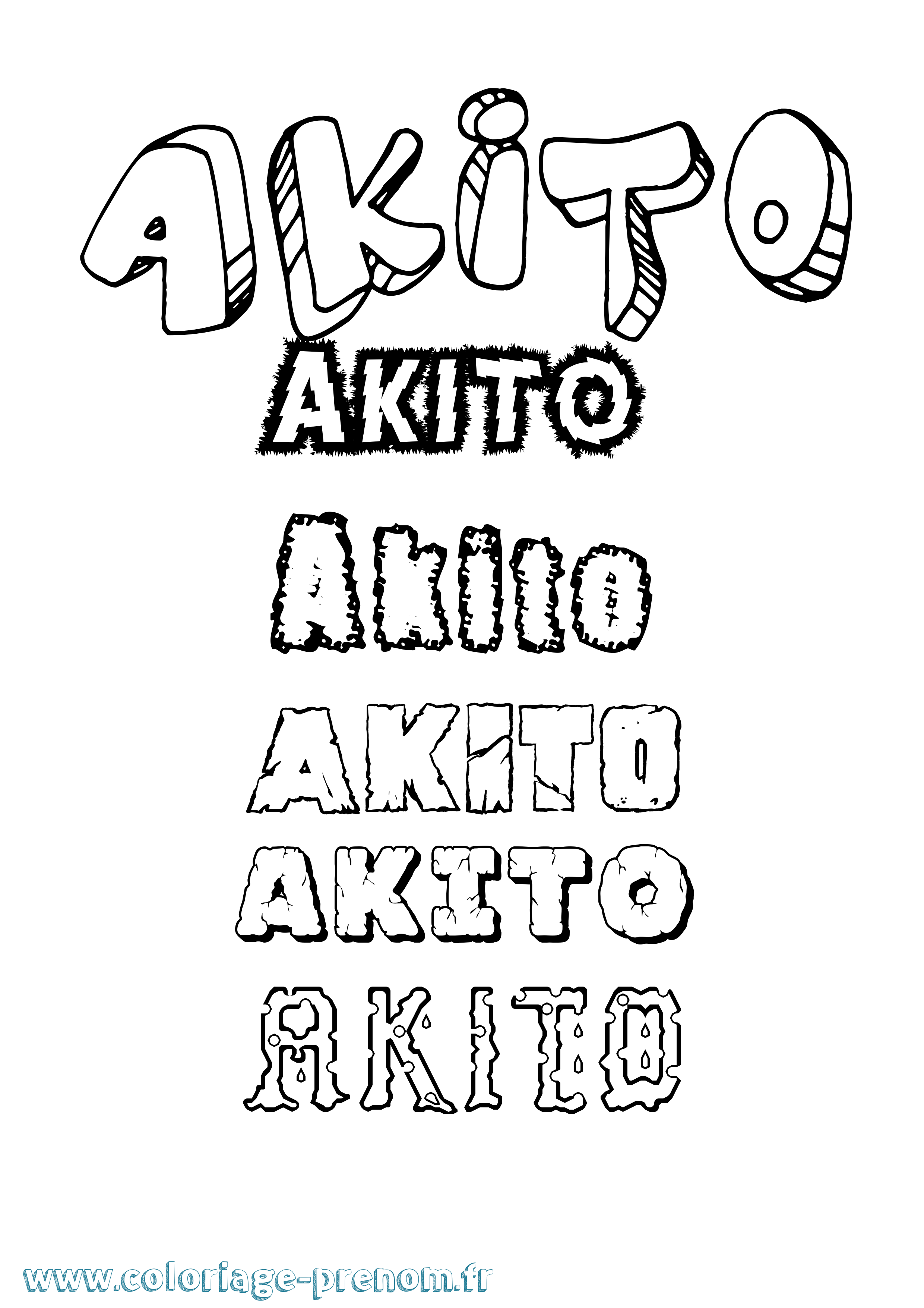 Coloriage prénom Akito Destructuré