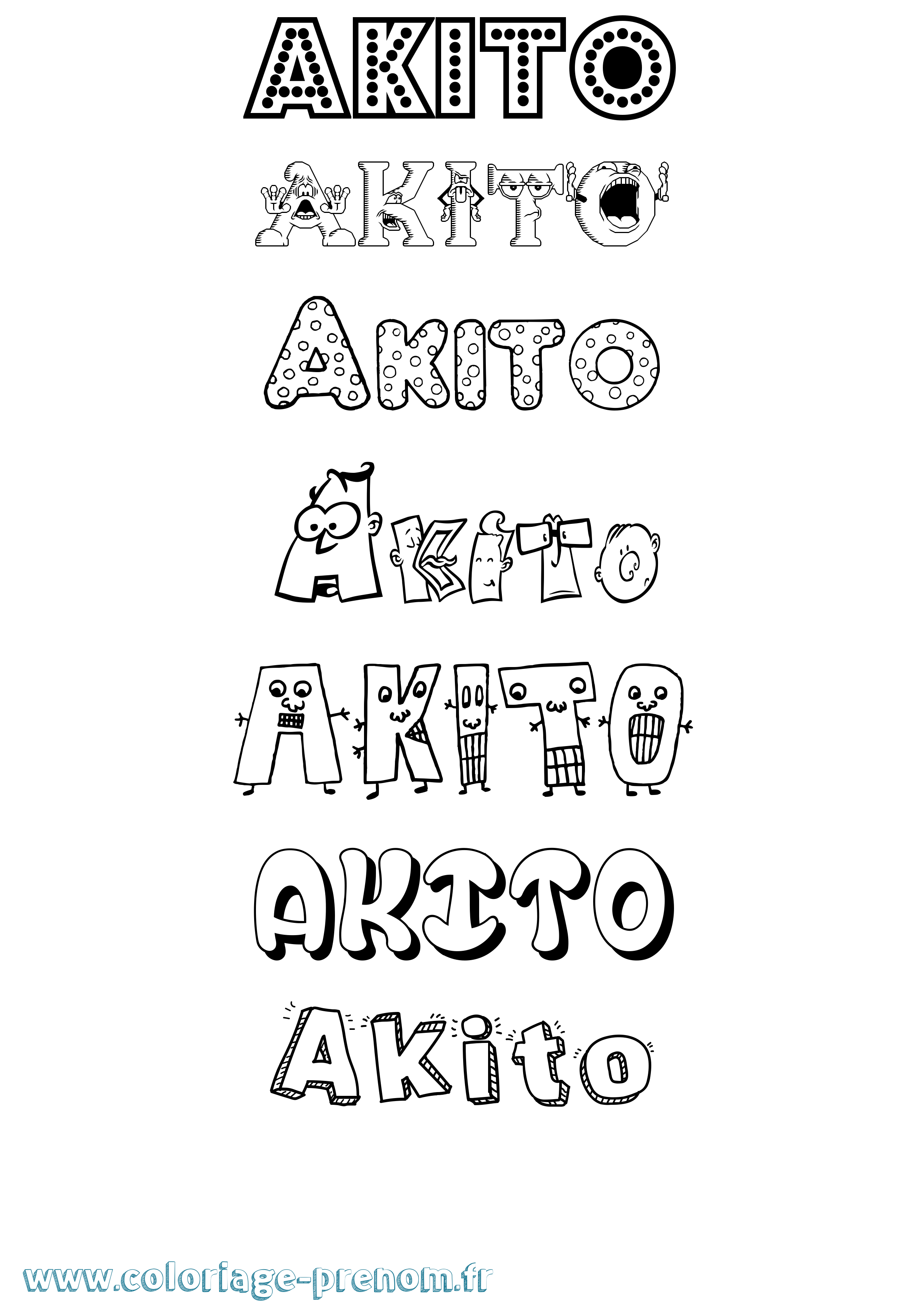 Coloriage prénom Akito Fun