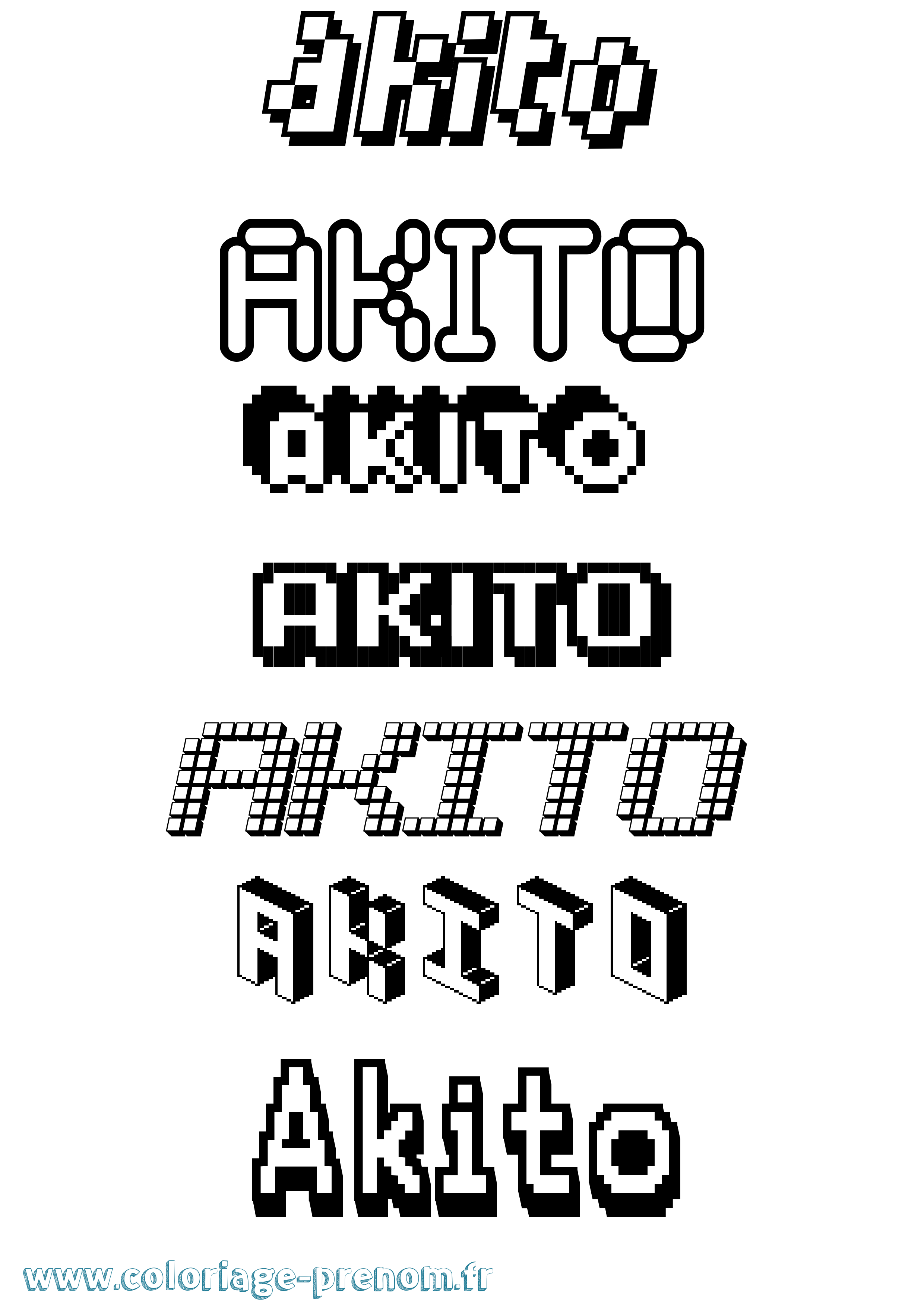 Coloriage prénom Akito Pixel