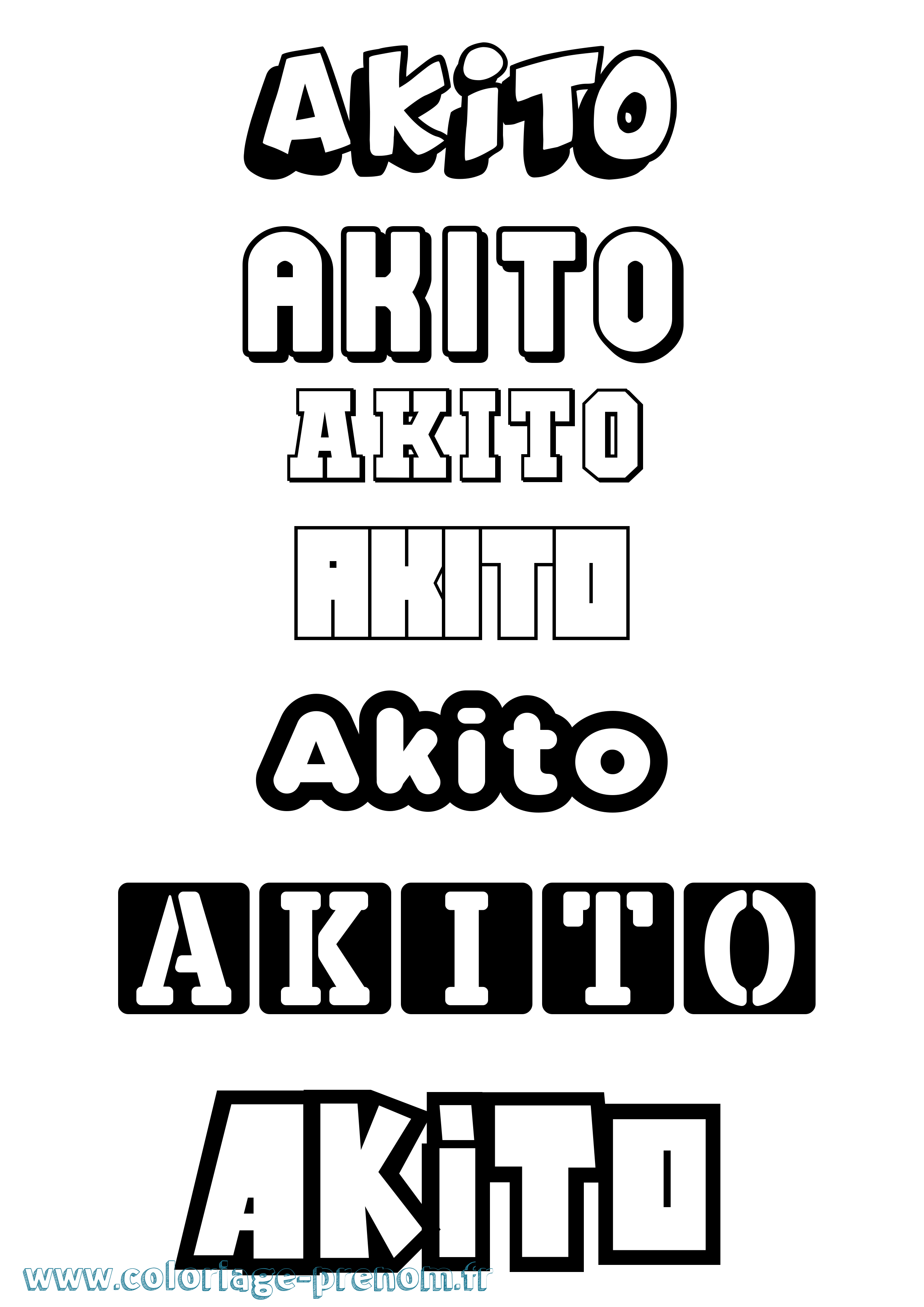 Coloriage prénom Akito Simple