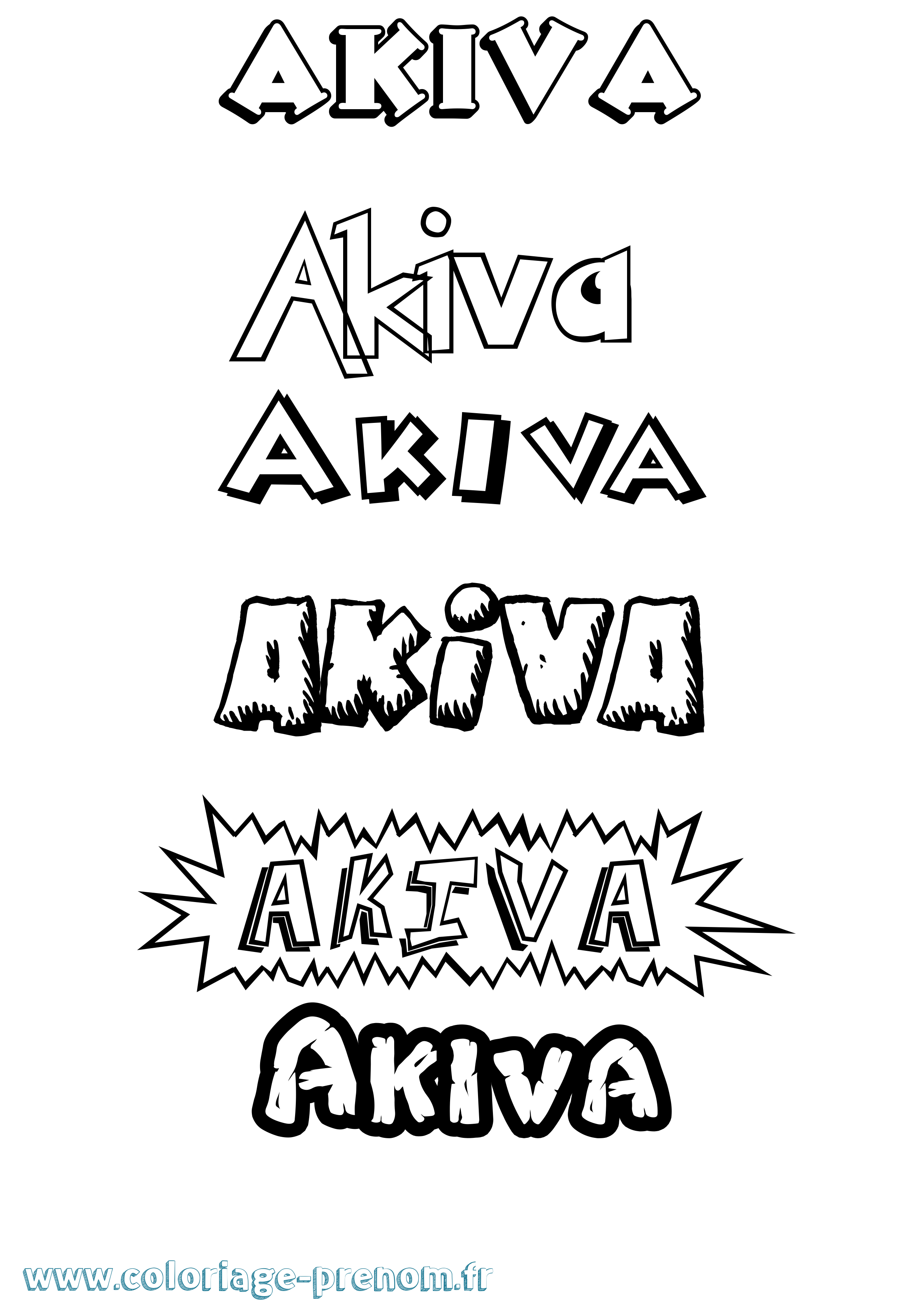 Coloriage prénom Akiva Dessin Animé