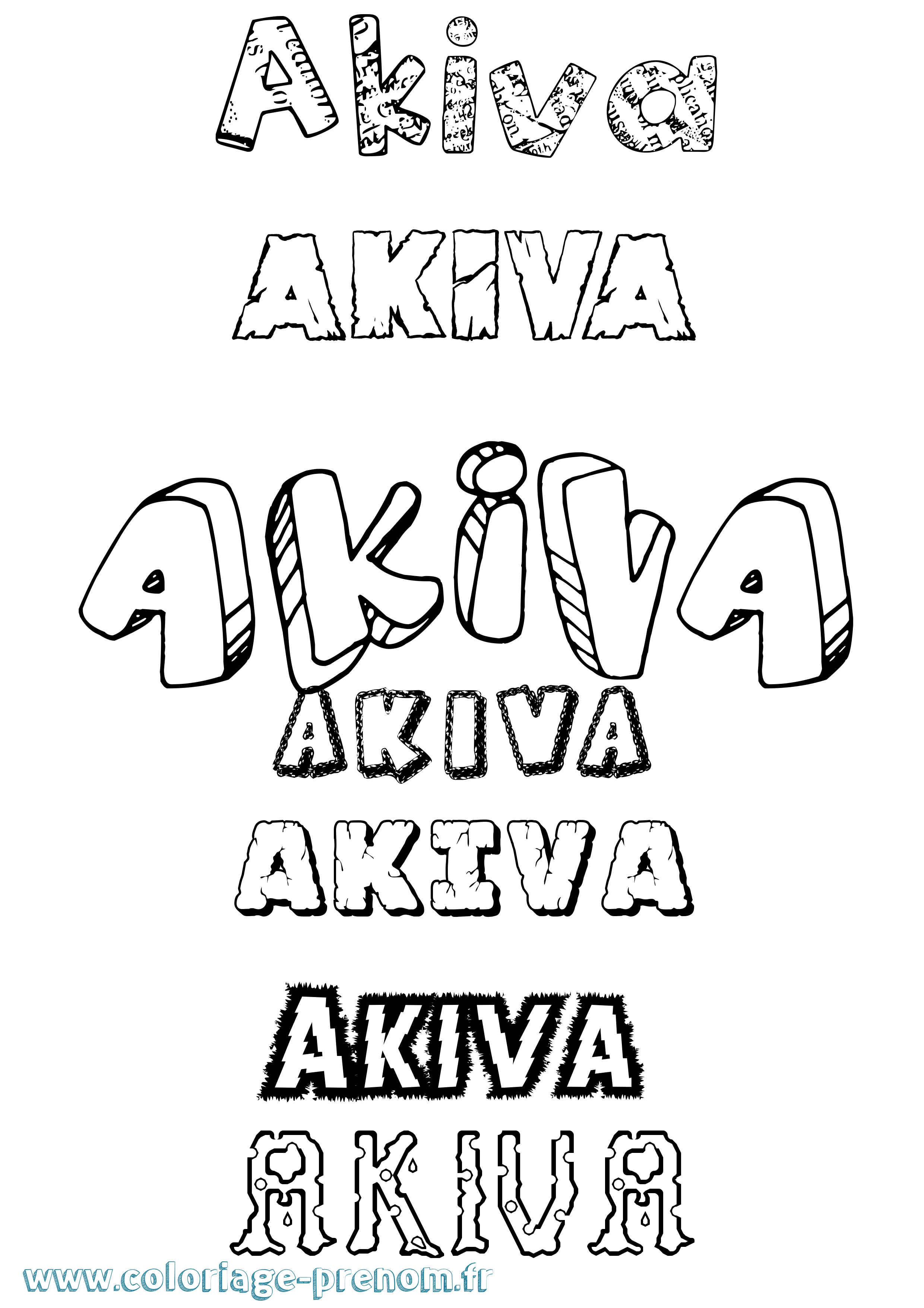 Coloriage prénom Akiva Destructuré