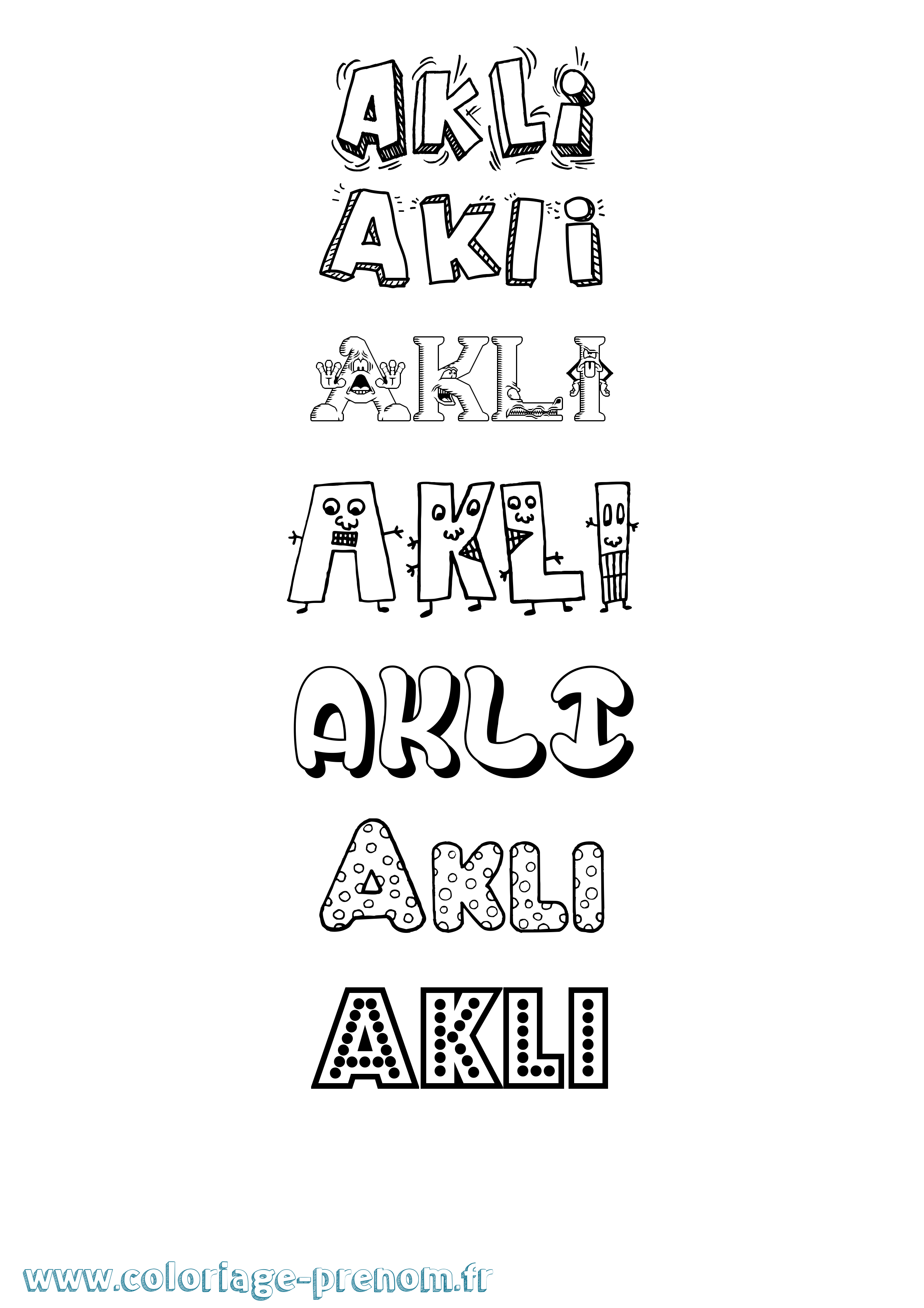 Coloriage prénom Akli Fun