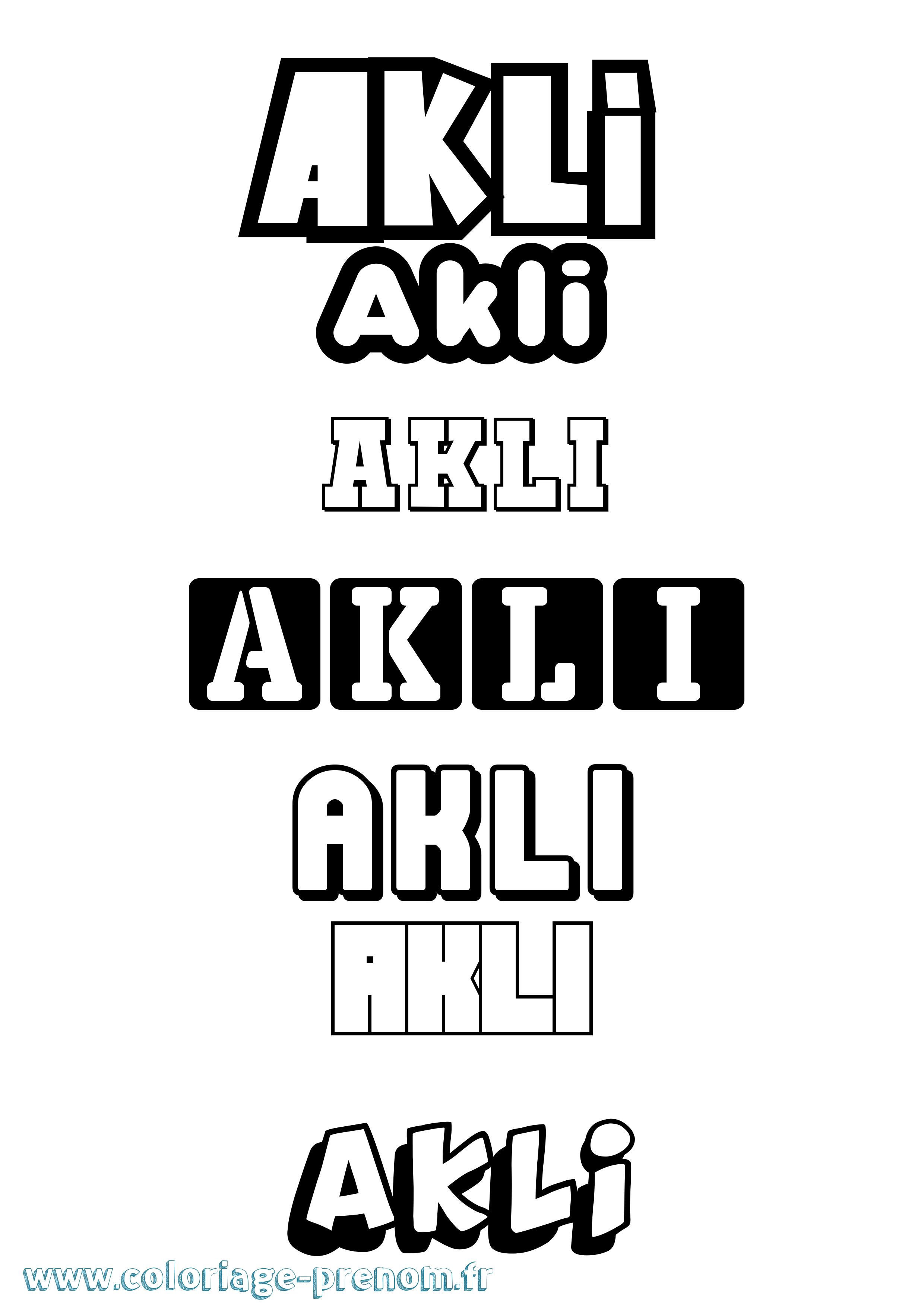 Coloriage prénom Akli Simple