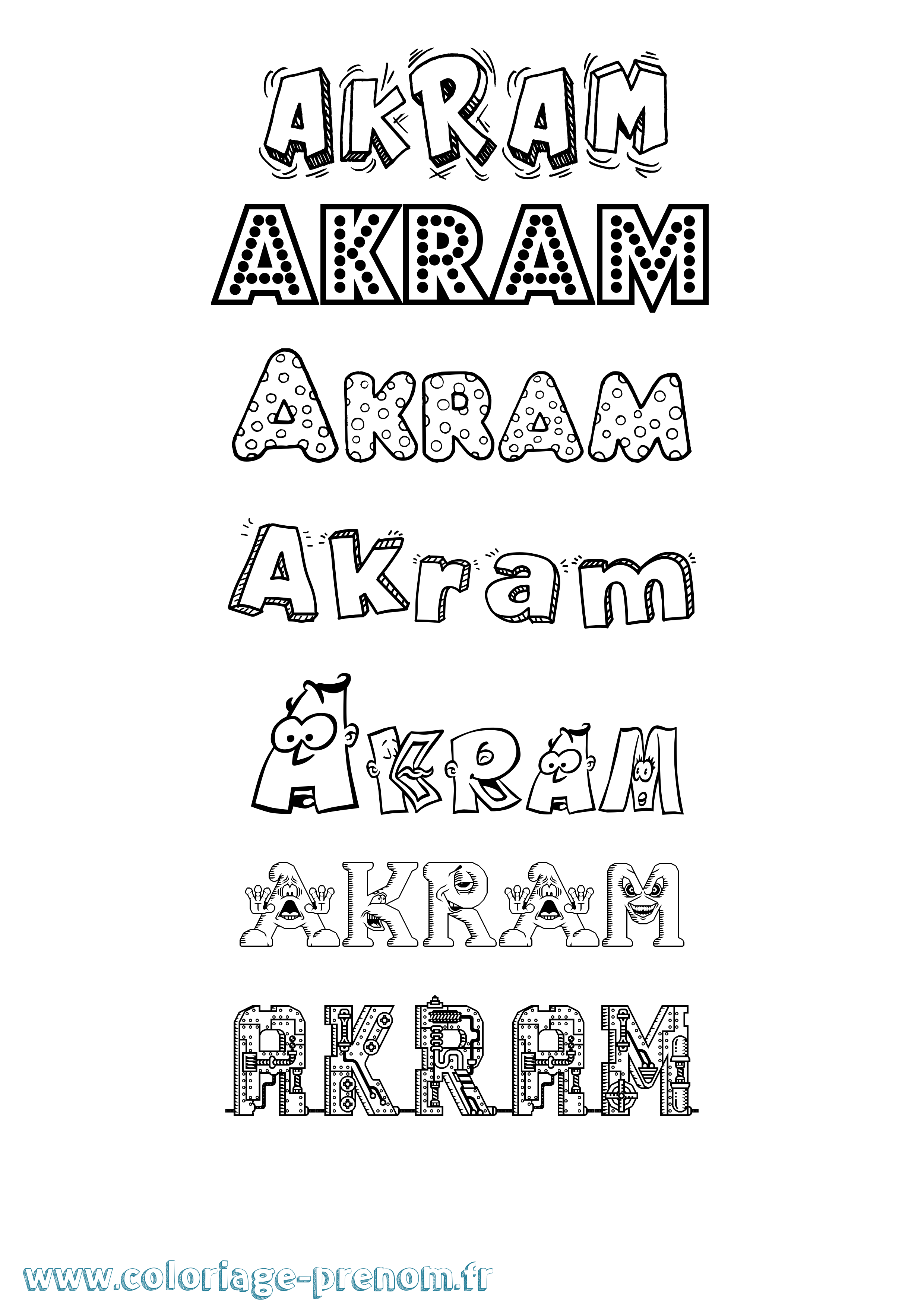 Coloriage prénom Akram