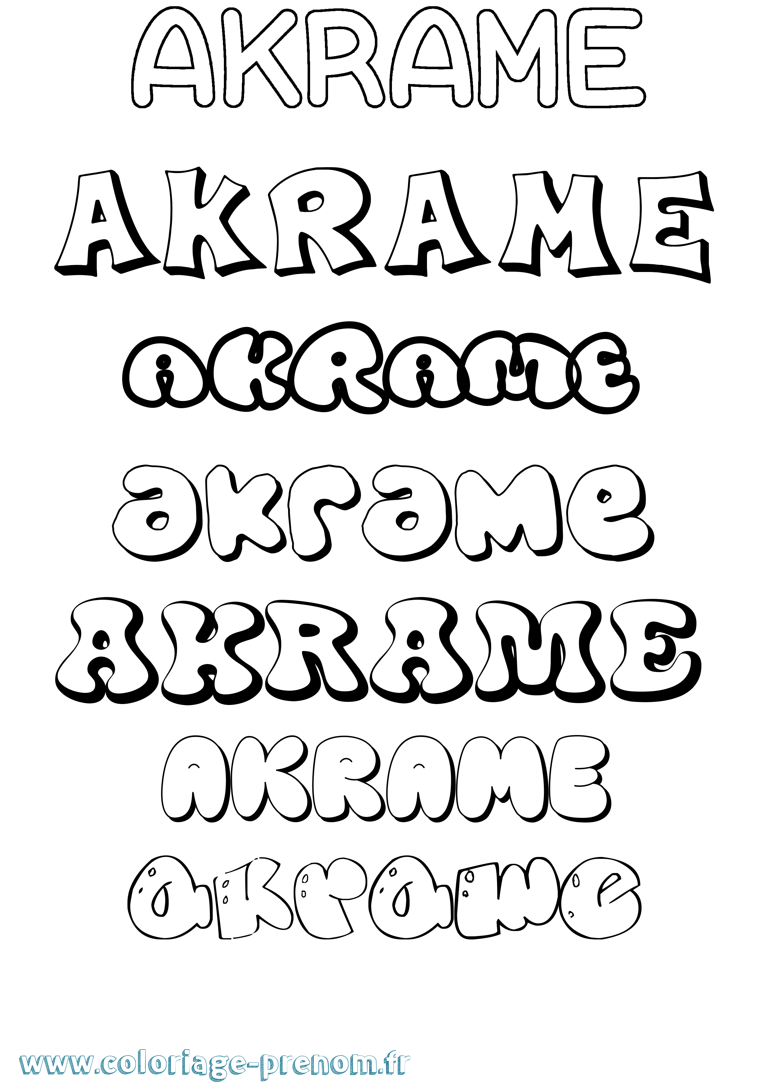 Coloriage prénom Akrame Bubble